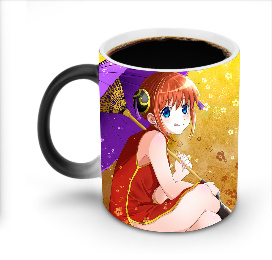 （画像用） ぎんたま 坂田銀時（さかたぎんとき） 神楽 志村新八（しむら しんぱち） GINTAMA Sakata Gintoki Kagura Shimura Shinpachi 温度変色マグカップ