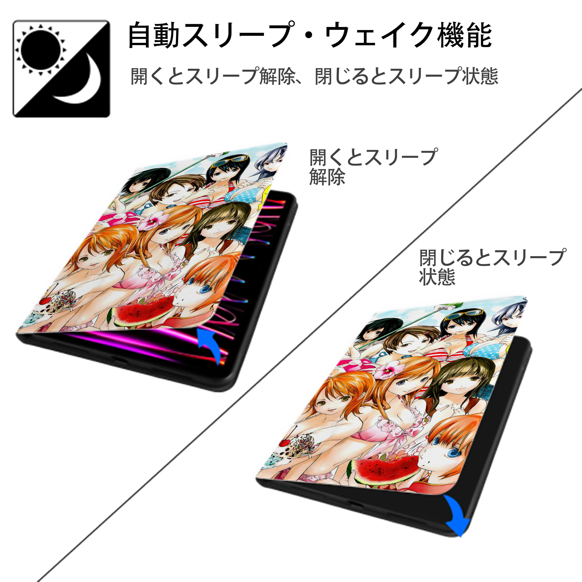 ぎんたま 坂田銀時（さかたぎんとき） 神楽 志村新八（しむら しんぱち） GINTAMA Sakata Gintoki Kagura Shimura Shinpachi IPad ケース ブック型 PUレザー TPU 耐衝撃 軽量 薄型 ペン収納なし 全面保護 IPad 各モデル対応