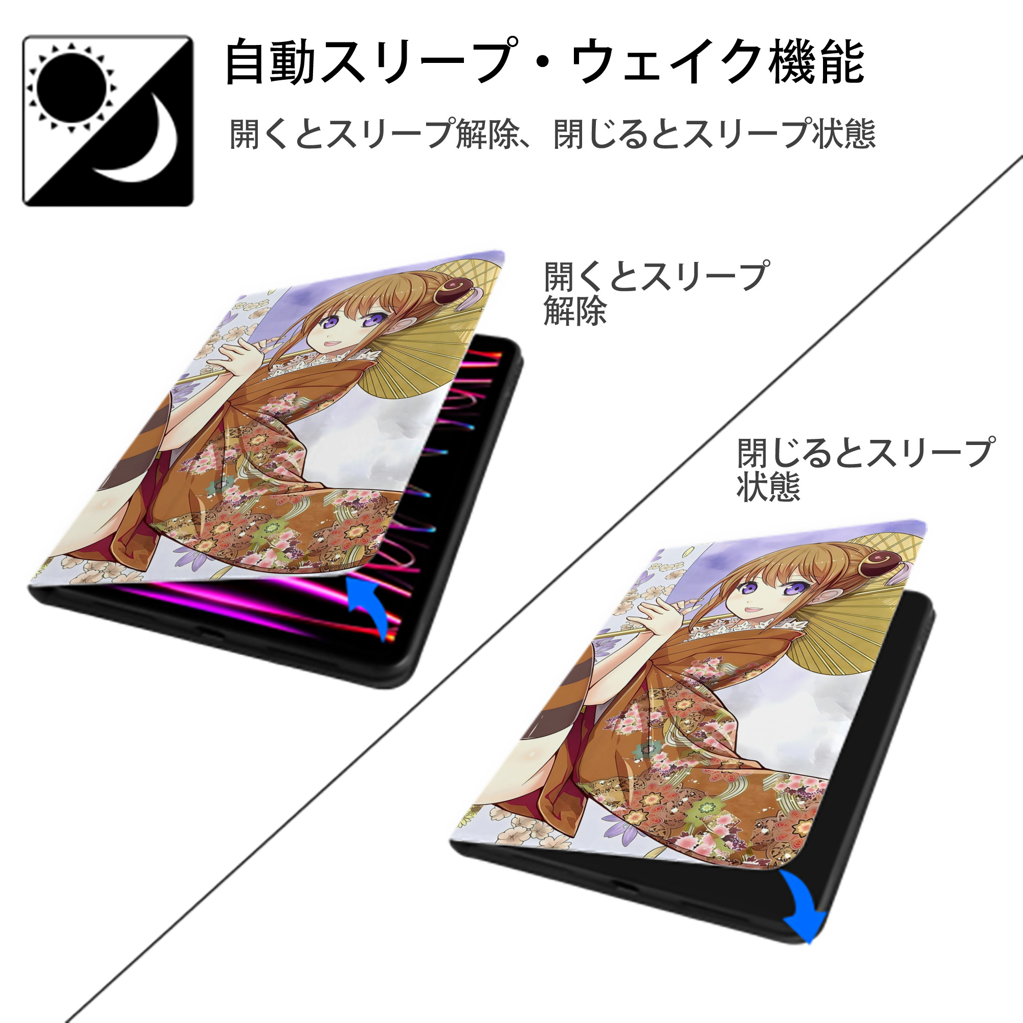 ぎんたま 坂田銀時（さかたぎんとき） 神楽 志村新八（しむら しんぱち） GINTAMA Sakata Gintoki Kagura Shimura Shinpachi IPad ケース ブック型 PUレザー TPU 耐衝撃 軽量 薄型 ペン収納なし 全面保護 IPad 各モデル対応