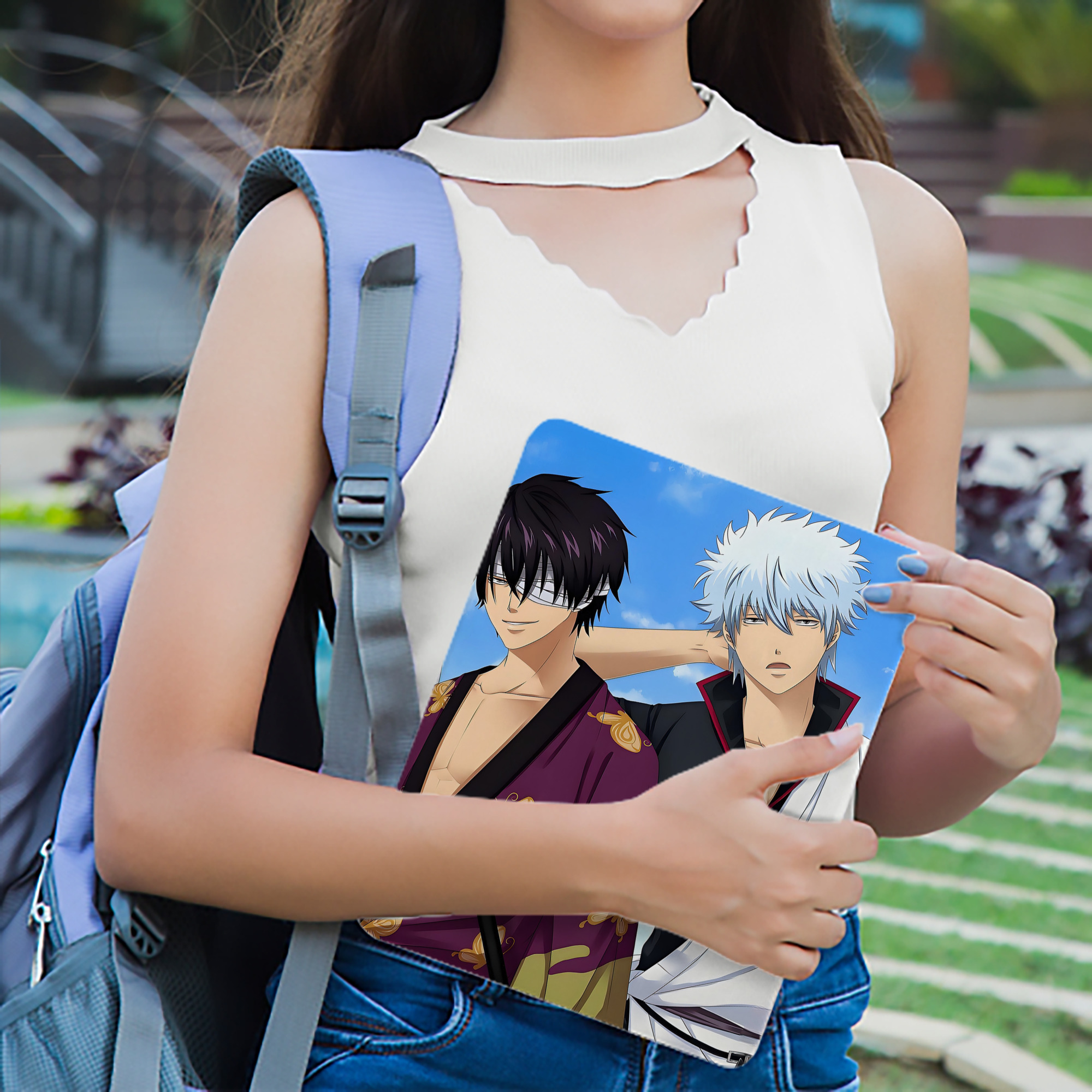ぎんたま 坂田銀時（さかたぎんとき） 神楽 志村新八（しむら しんぱち） GINTAMA Sakata Gintoki Kagura Shimura Shinpachi IPadケース ペンホルダー付き ブックスタイルデザイン