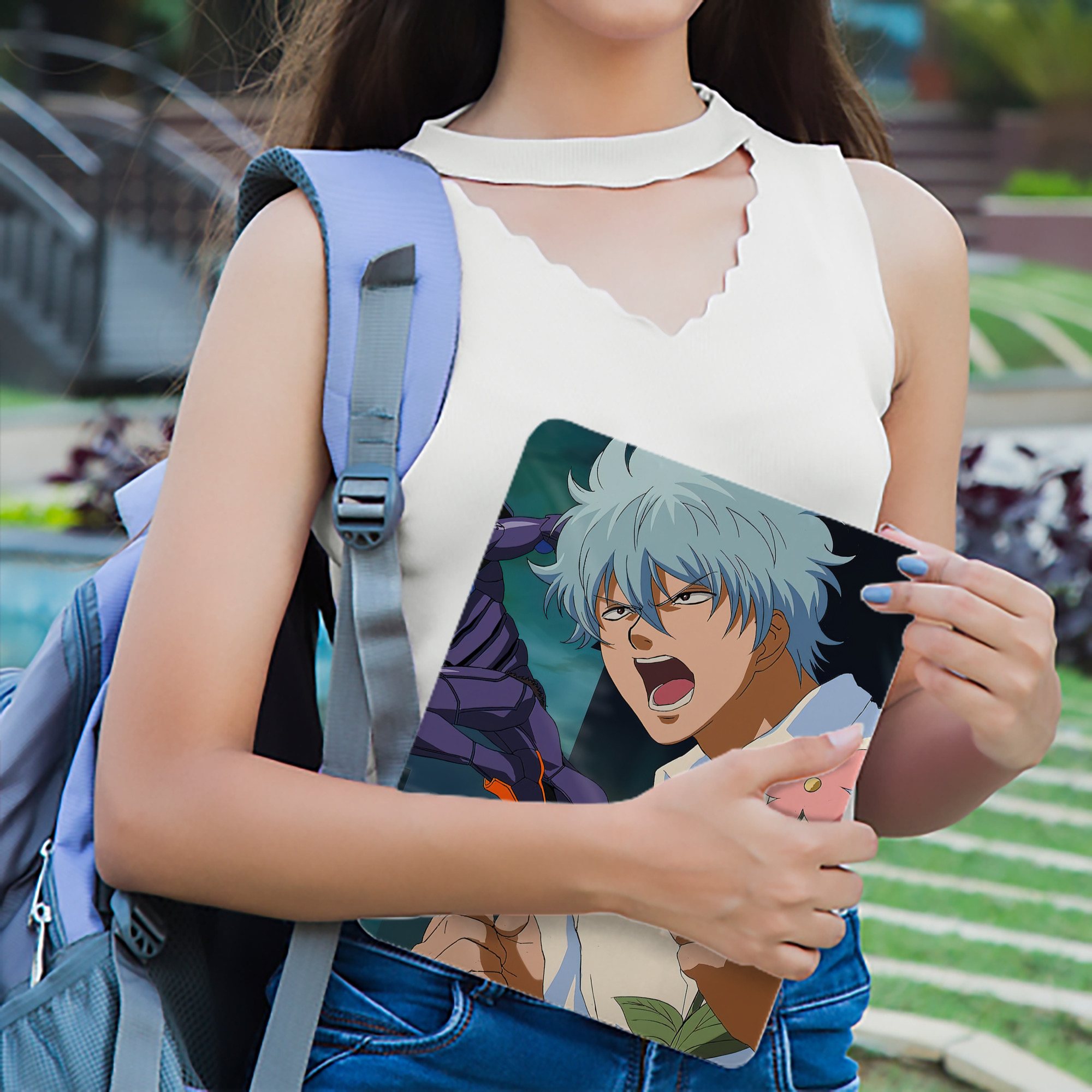 ぎんたま 坂田銀時（さかたぎんとき） 神楽 志村新八（しむら しんぱち） GINTAMA Sakata Gintoki Kagura Shimura Shinpachi IPadケース ペンホルダー付き ブックスタイルデザイン