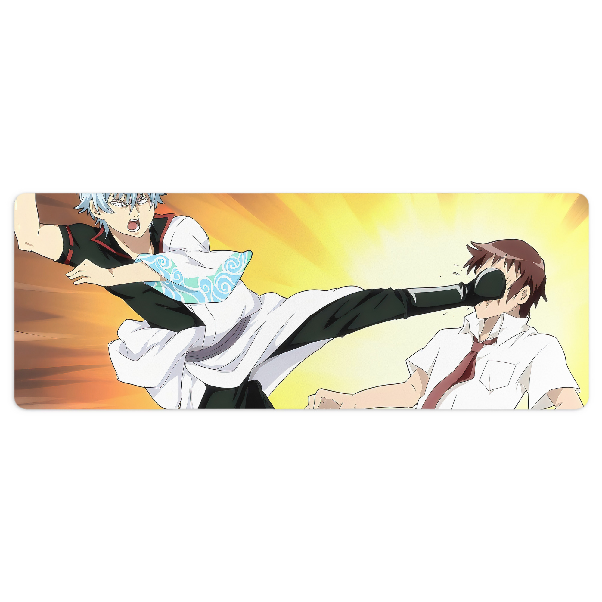 （画像用） ぎんたま 坂田銀時（さかたぎんとき） 神楽 志村新八（しむら しんぱち） GINTAMA Sakata Gintoki Kagura Shimura Shinpachi ステッチ加工 大判デスクマット／滑り止めマウスパッド