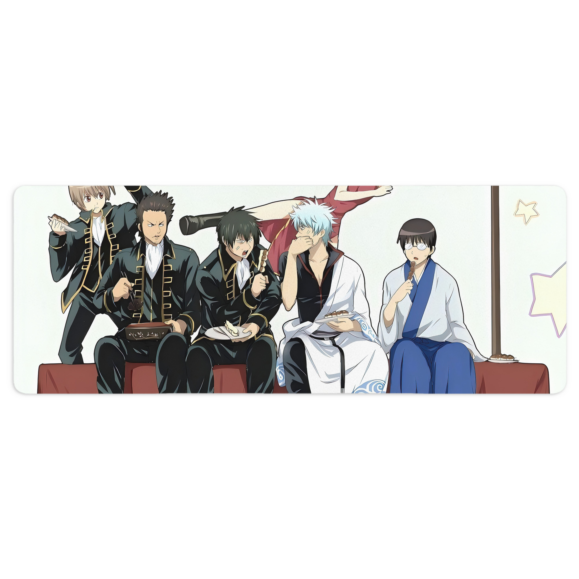 （画像用） ぎんたま 坂田銀時（さかたぎんとき） 神楽 志村新八（しむら しんぱち） GINTAMA Sakata Gintoki Kagura Shimura Shinpachi ステッチ加工 大判デスクマット／滑り止めマウスパッド
