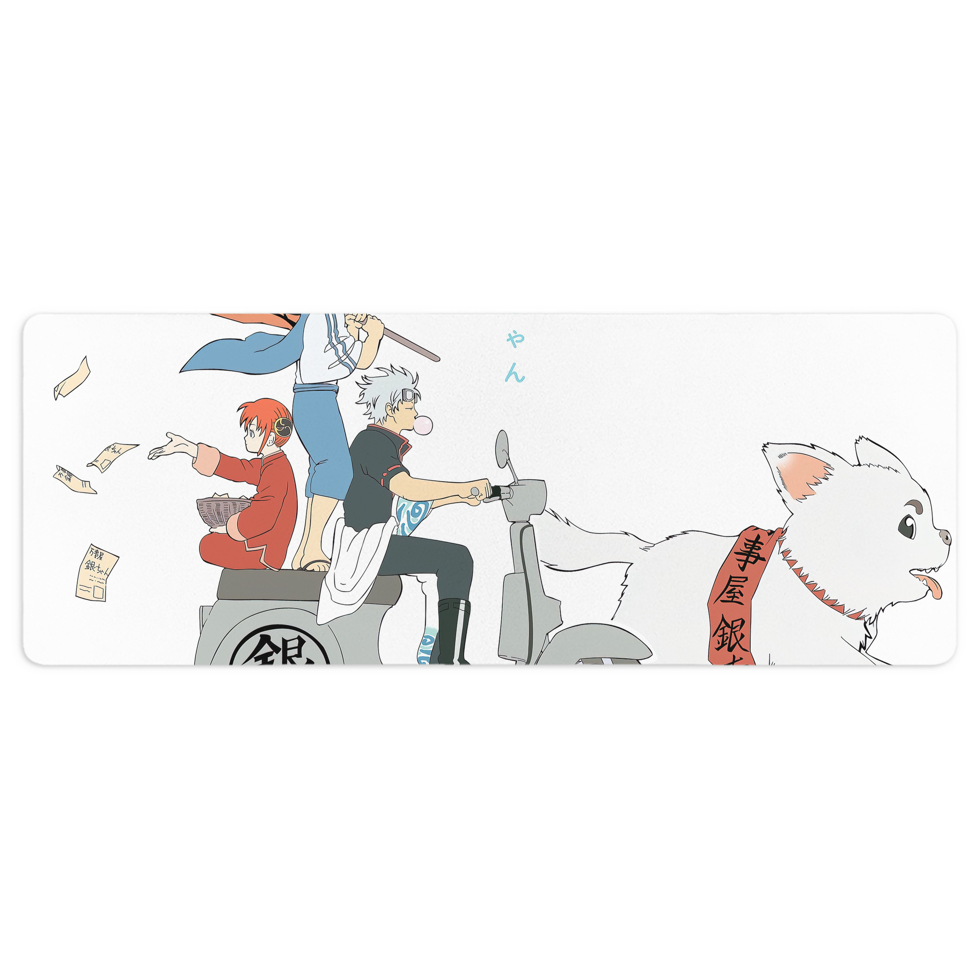 （画像用） ぎんたま 坂田銀時（さかたぎんとき） 神楽 志村新八（しむら しんぱち） GINTAMA Sakata Gintoki Kagura Shimura Shinpachi ステッチ加工 大判デスクマット／滑り止めマウスパッド