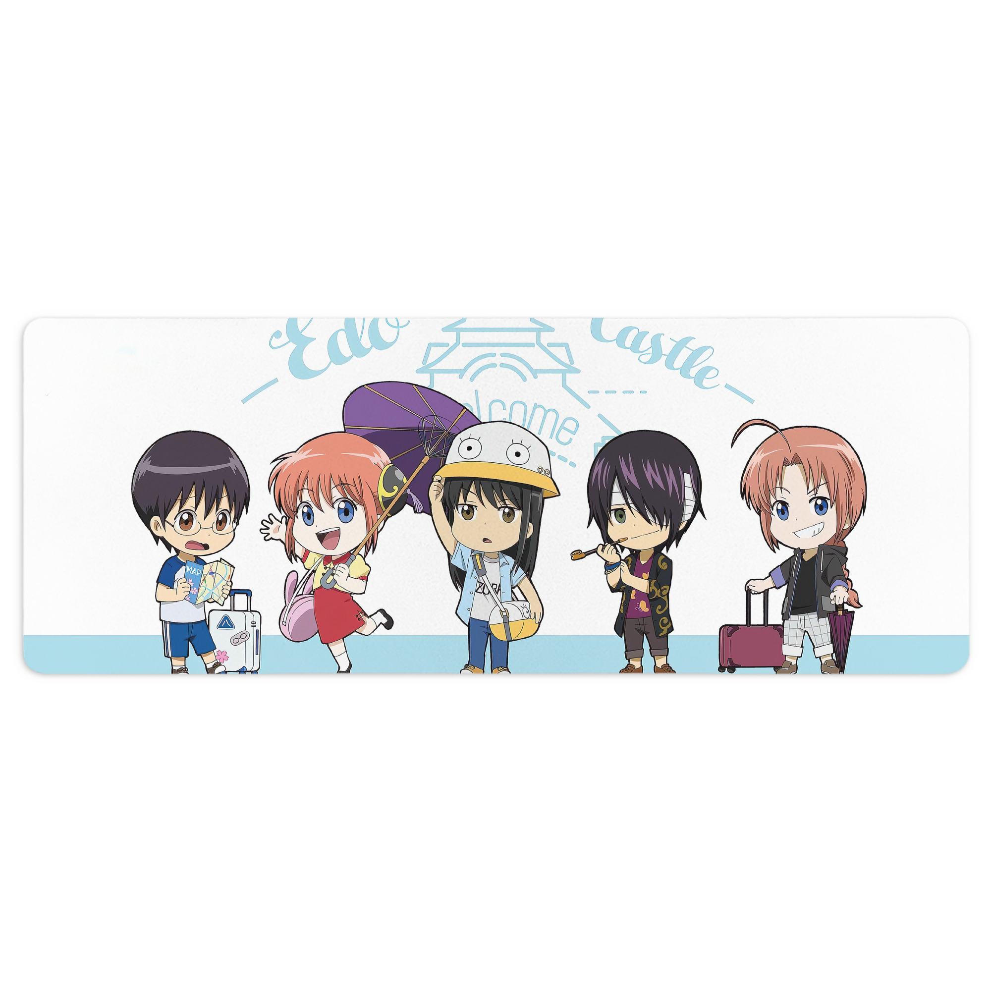 （画像用） ぎんたま 坂田銀時（さかたぎんとき） 神楽 志村新八（しむら しんぱち） GINTAMA Sakata Gintoki Kagura Shimura Shinpachi ステッチ加工 大判デスクマット／滑り止めマウスパッド