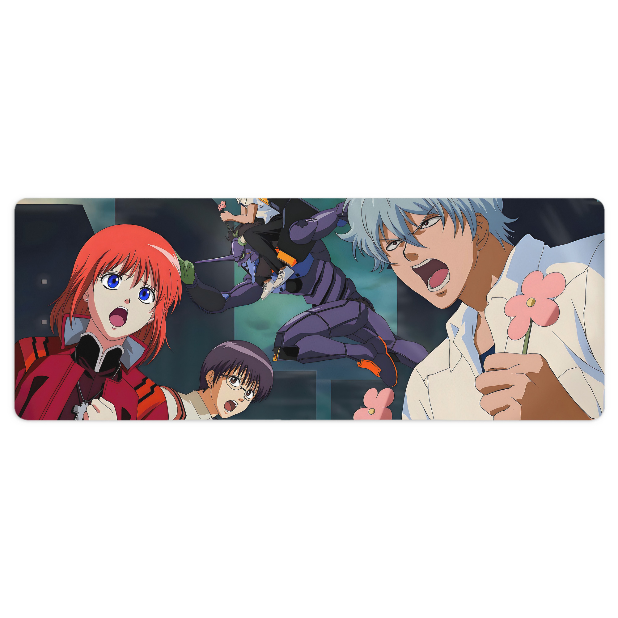（画像用） ぎんたま 坂田銀時（さかたぎんとき） 神楽 志村新八（しむら しんぱち） GINTAMA Sakata Gintoki Kagura Shimura Shinpachi ステッチ加工 大判デスクマット／滑り止めマウスパッド