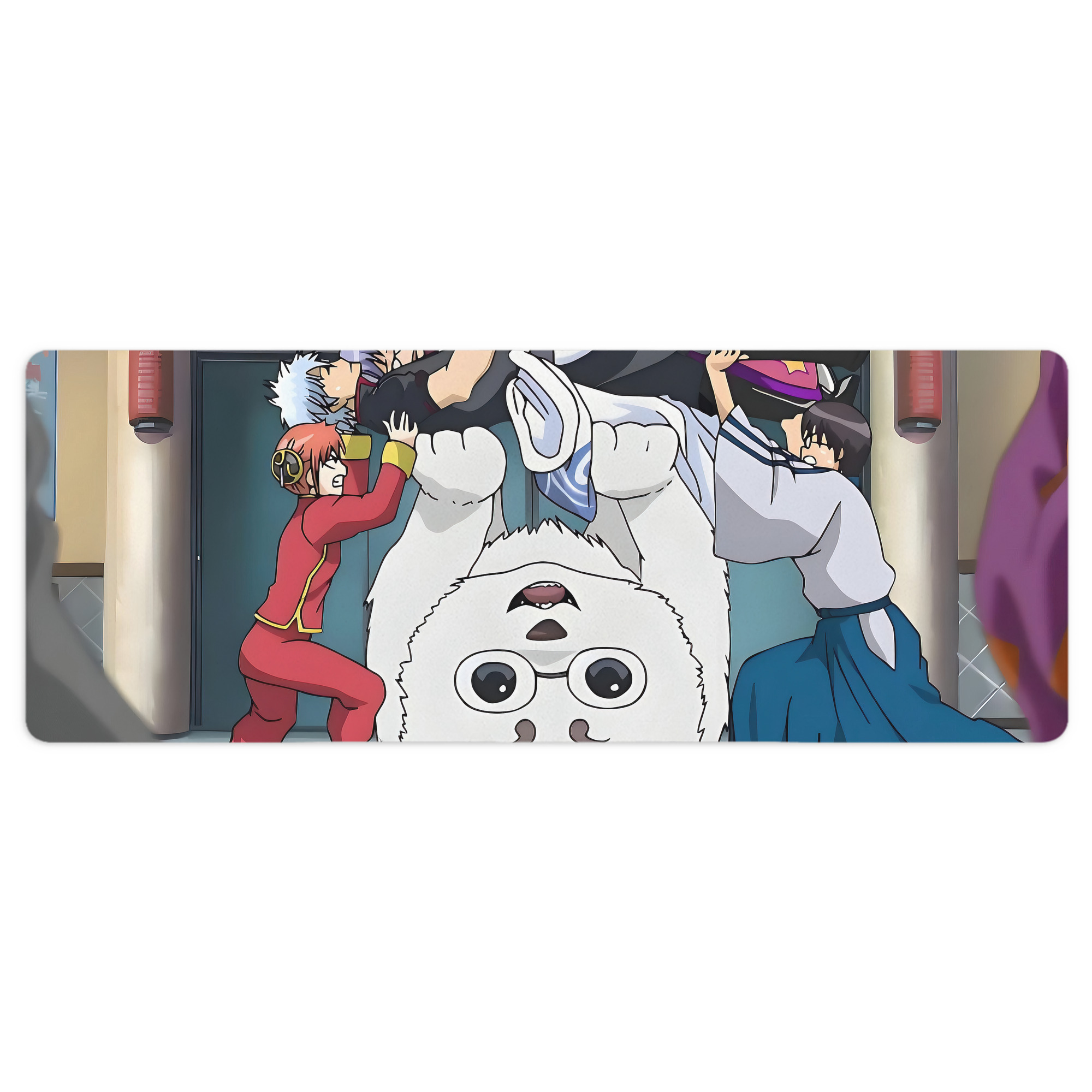 （画像用） ぎんたま 坂田銀時（さかたぎんとき） 神楽 志村新八（しむら しんぱち） GINTAMA Sakata Gintoki Kagura Shimura Shinpachi ステッチ加工 大判デスクマット／滑り止めマウスパッド