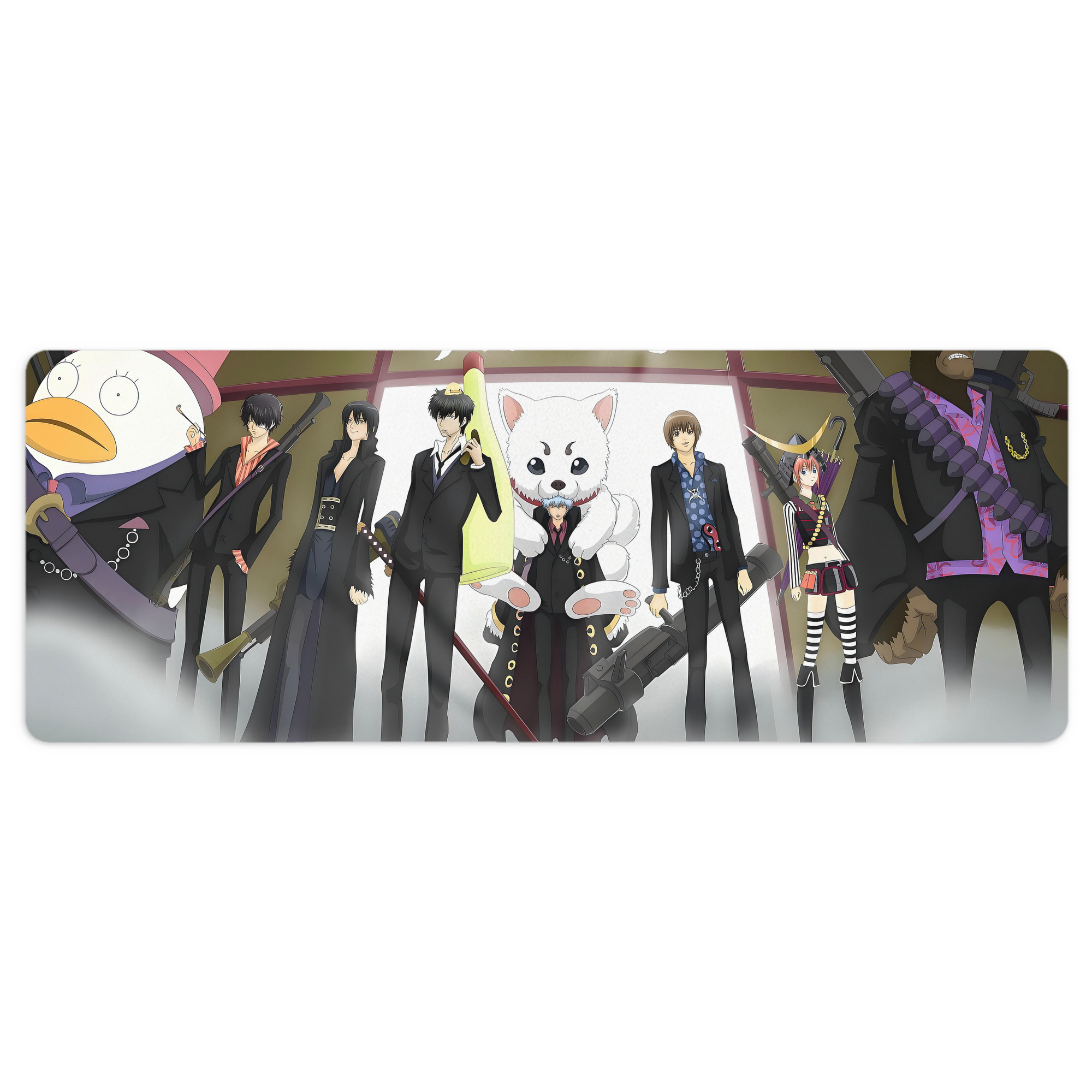 （画像用） ぎんたま 坂田銀時（さかたぎんとき） 神楽 志村新八（しむら しんぱち） GINTAMA Sakata Gintoki Kagura Shimura Shinpachi ステッチ加工 大判デスクマット／滑り止めマウスパッド