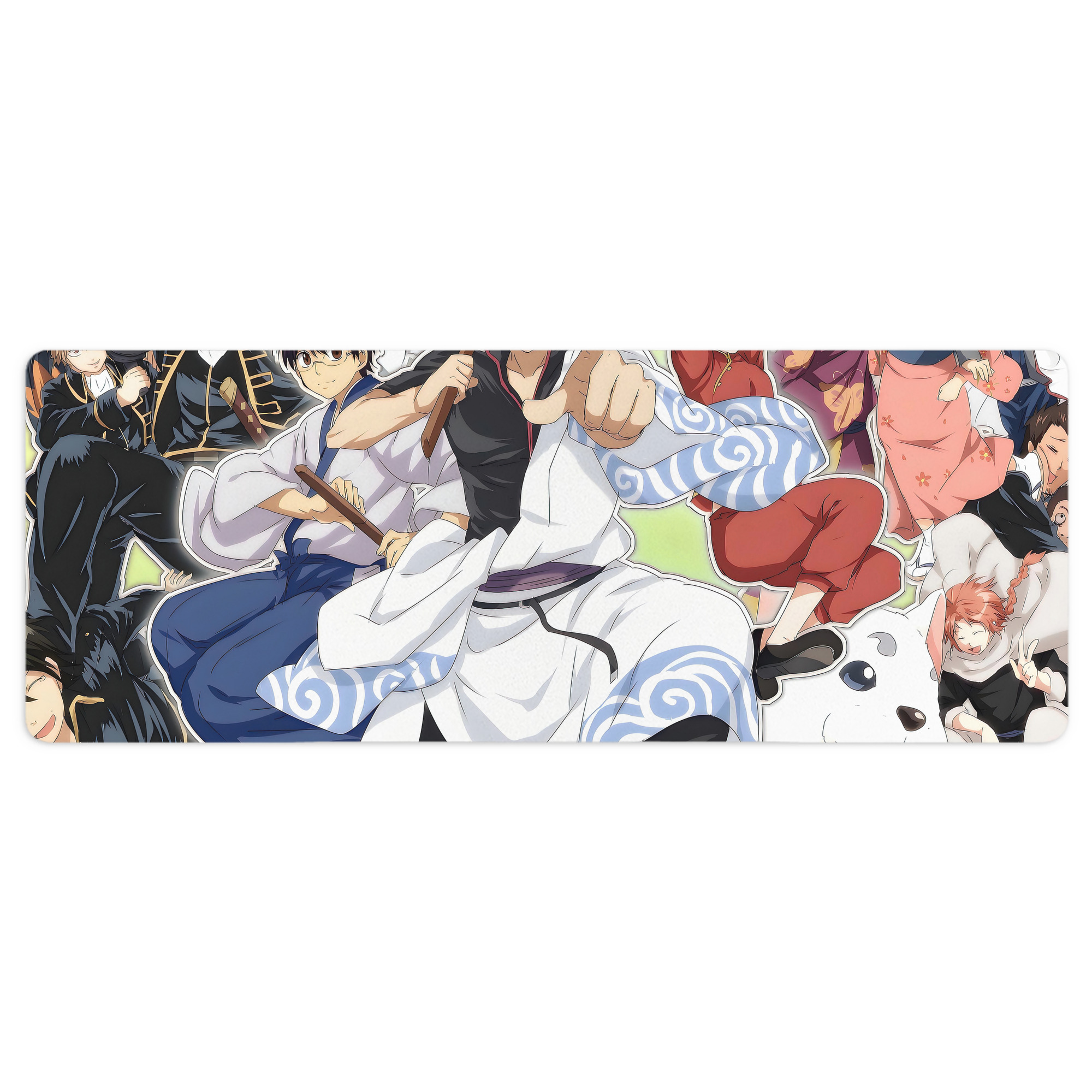 （画像用） ぎんたま 坂田銀時（さかたぎんとき） 神楽 志村新八（しむら しんぱち） GINTAMA Sakata Gintoki Kagura Shimura Shinpachi ステッチ加工 大判デスクマット／滑り止めマウスパッド