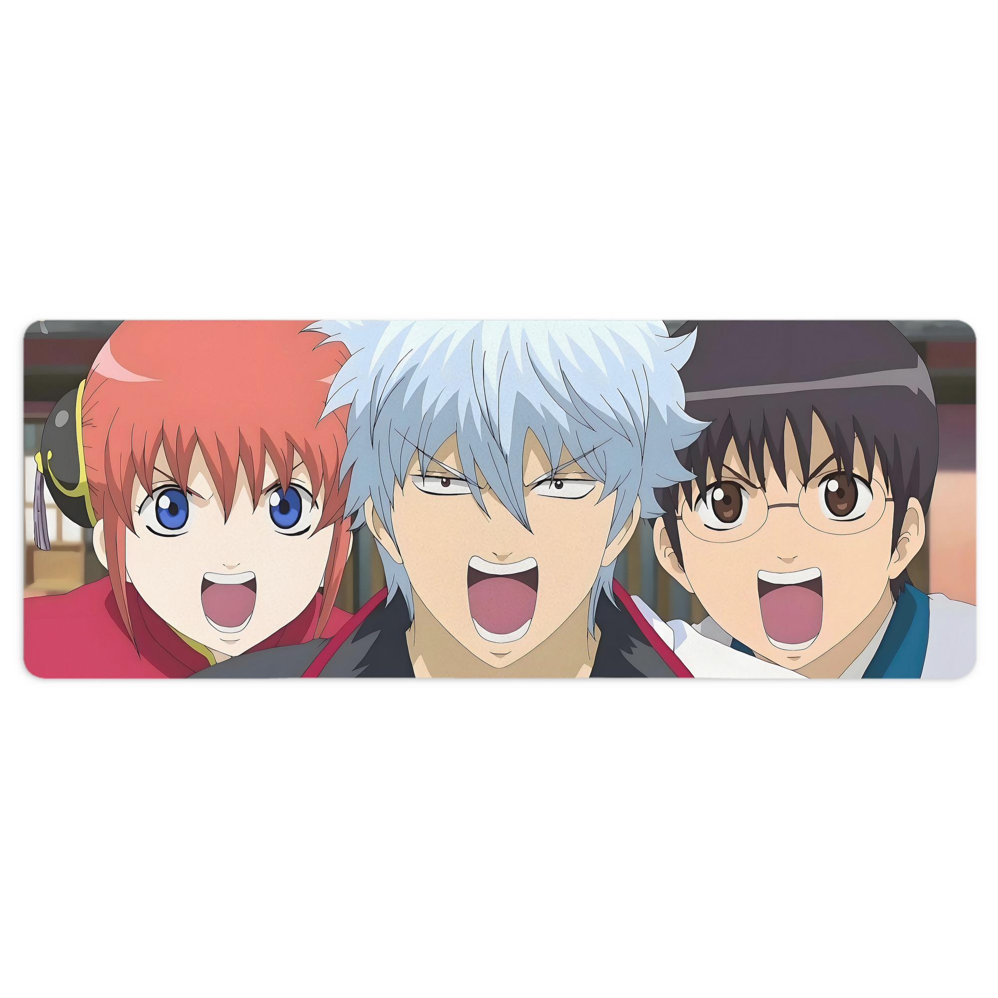 （画像用） ぎんたま 坂田銀時（さかたぎんとき） 神楽 志村新八（しむら しんぱち） GINTAMA Sakata Gintoki Kagura Shimura Shinpachi ステッチ加工 大判デスクマット／滑り止めマウスパッド