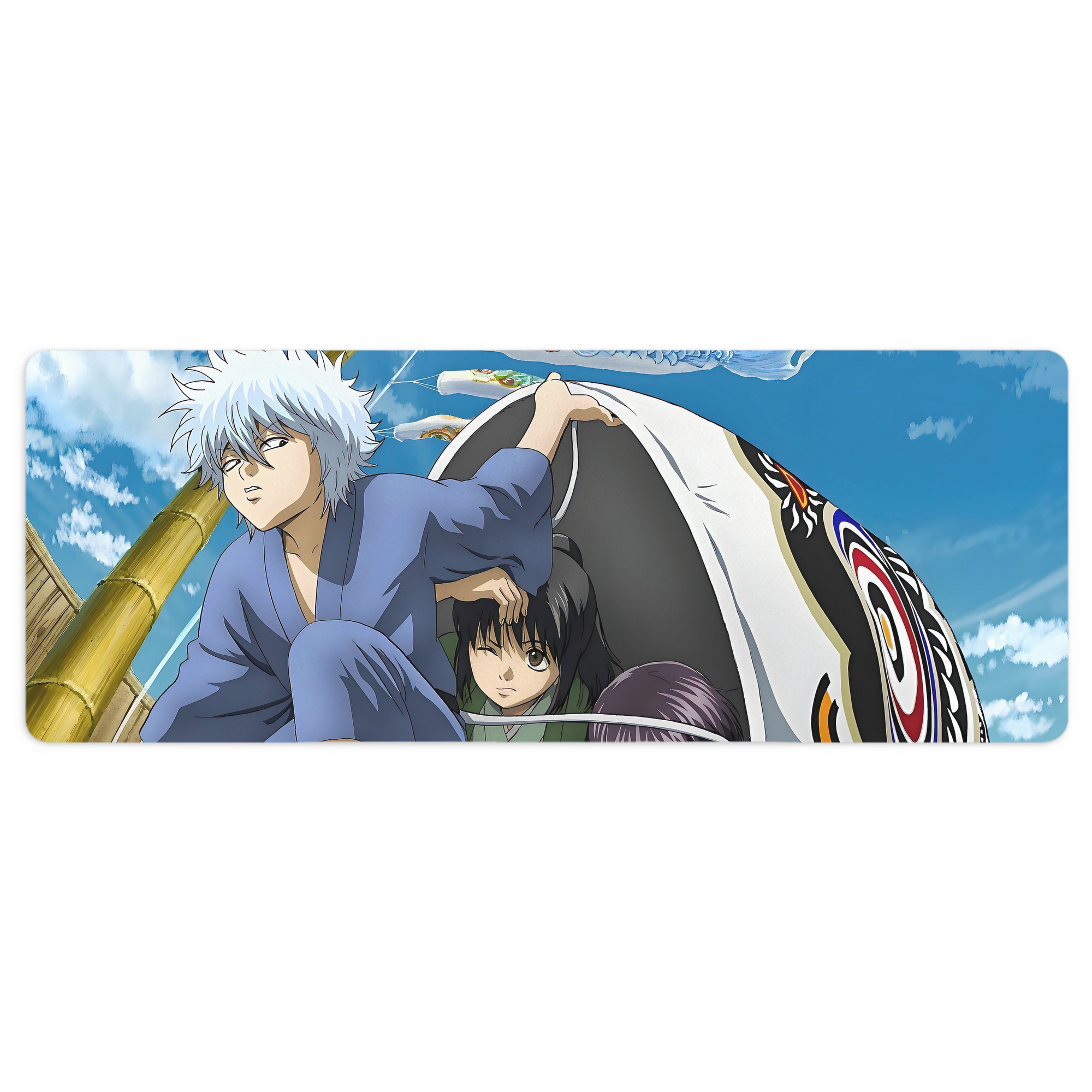 （画像用） ぎんたま 坂田銀時（さかたぎんとき） 神楽 志村新八（しむら しんぱち） GINTAMA Sakata Gintoki Kagura Shimura Shinpachi ステッチ加工 大判デスクマット／滑り止めマウスパッド
