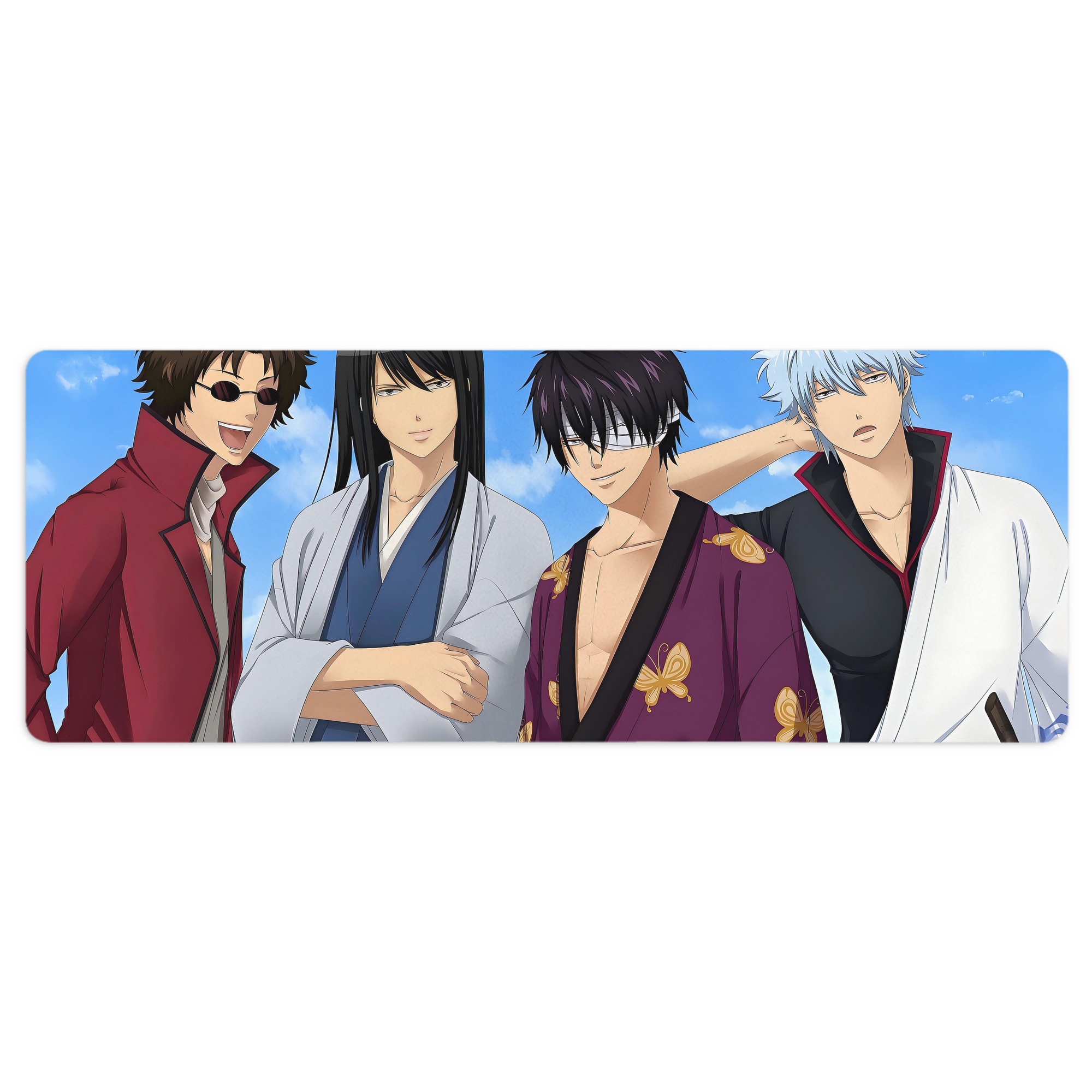 （画像用） ぎんたま 坂田銀時（さかたぎんとき） 神楽 志村新八（しむら しんぱち） GINTAMA Sakata Gintoki Kagura Shimura Shinpachi ステッチ加工 大判デスクマット／滑り止めマウスパッド