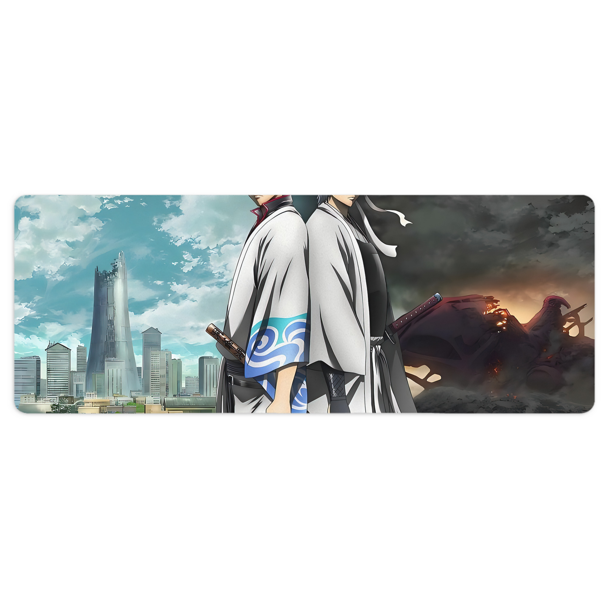 （画像用） ぎんたま 坂田銀時（さかたぎんとき） 神楽 志村新八（しむら しんぱち） GINTAMA Sakata Gintoki Kagura Shimura Shinpachi ステッチ加工 大判デスクマット／滑り止めマウスパッド