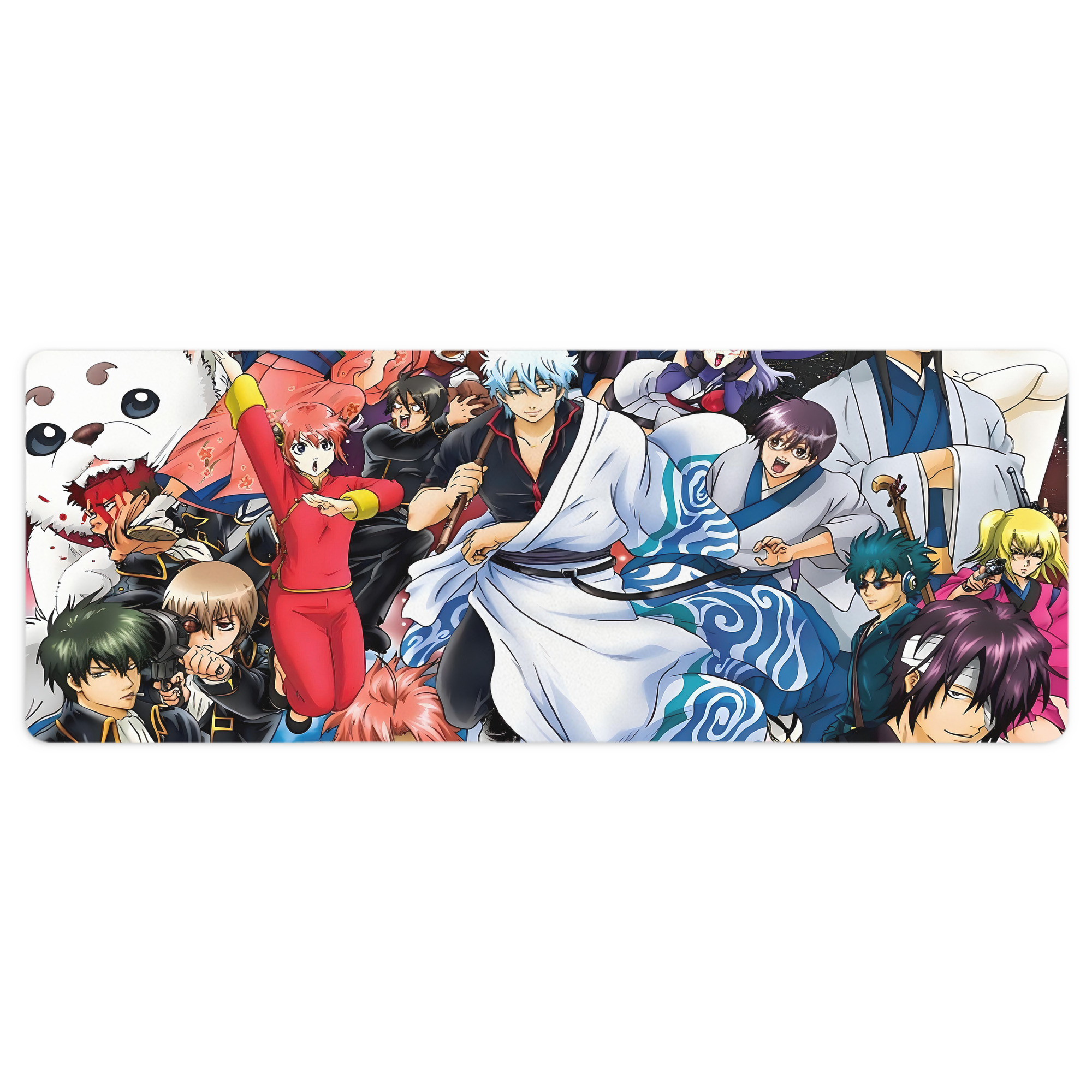 （画像用） ぎんたま 坂田銀時（さかたぎんとき） 神楽 志村新八（しむら しんぱち） GINTAMA Sakata Gintoki Kagura Shimura Shinpachi ステッチ加工 大判デスクマット／滑り止めマウスパッド