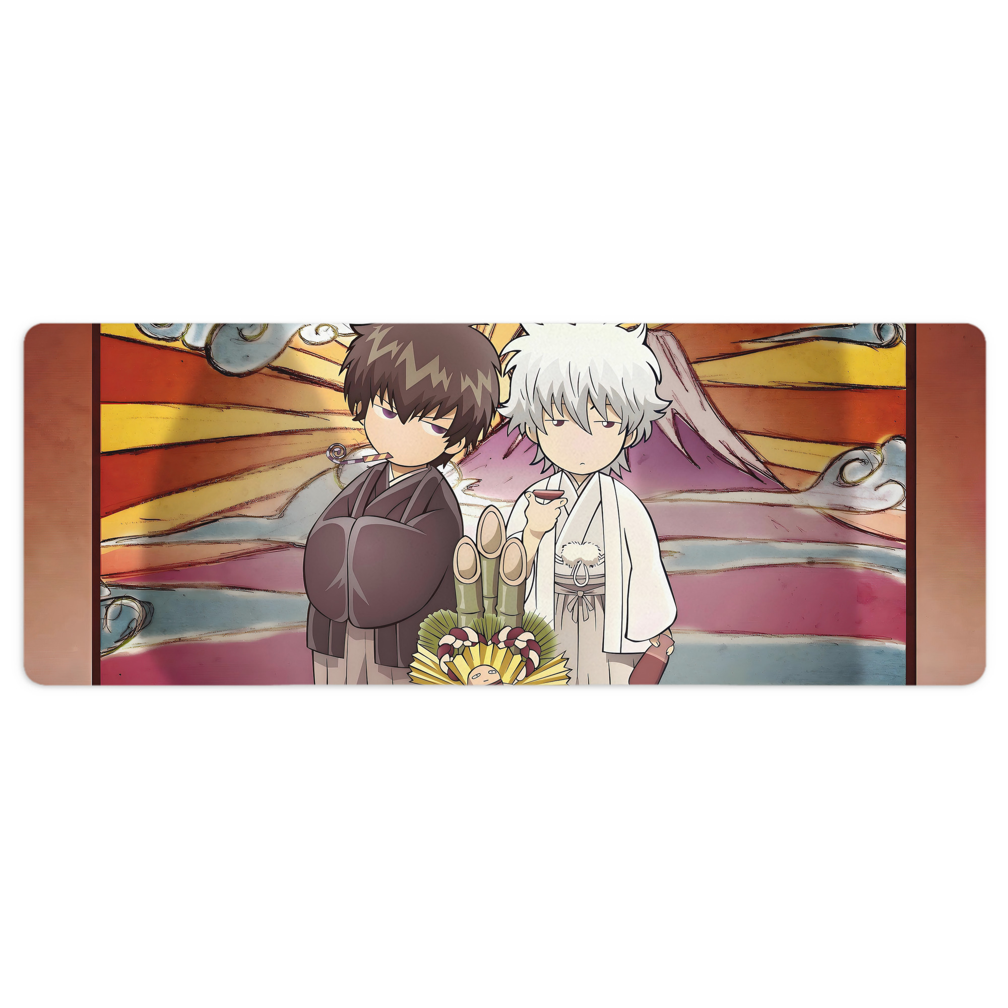 （画像用） ぎんたま 坂田銀時（さかたぎんとき） 神楽 志村新八（しむら しんぱち） GINTAMA Sakata Gintoki Kagura Shimura Shinpachi ステッチ加工 大判デスクマット／滑り止めマウスパッド
