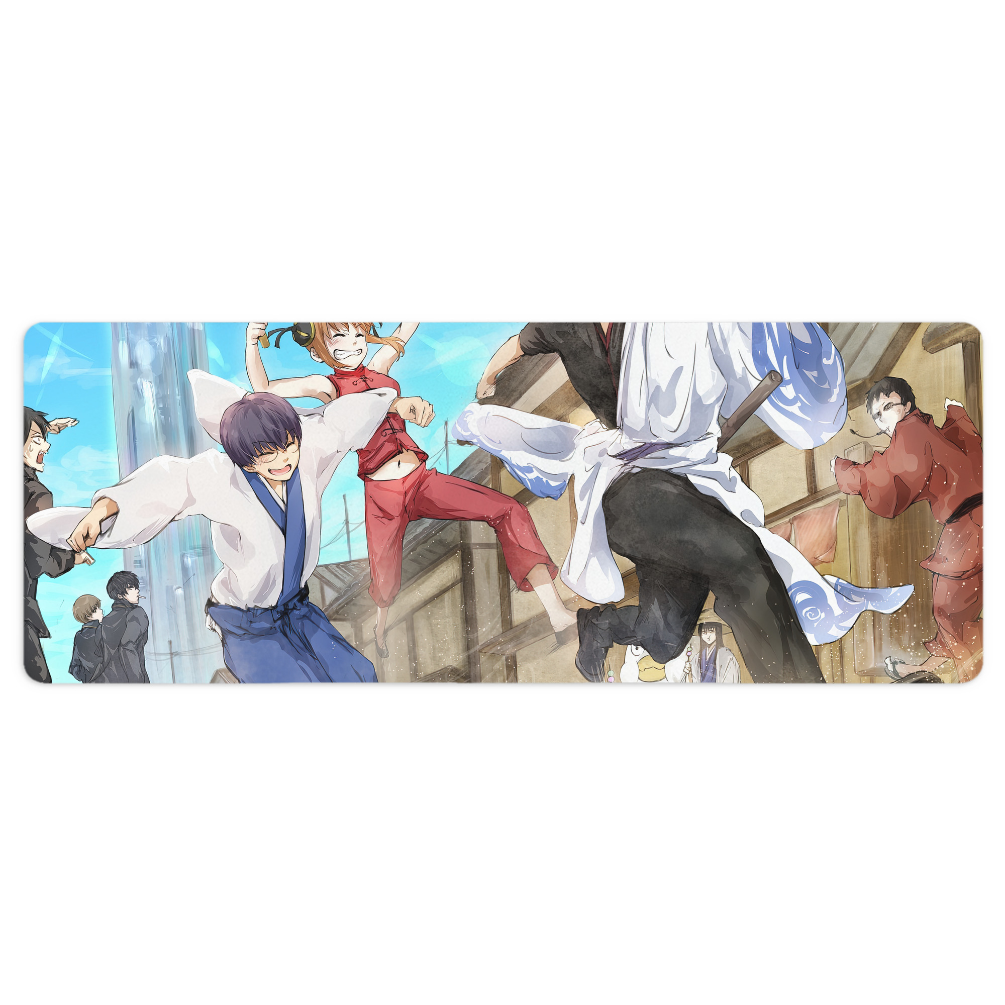 （画像用） ぎんたま 坂田銀時（さかたぎんとき） 神楽 志村新八（しむら しんぱち） GINTAMA Sakata Gintoki Kagura Shimura Shinpachi ステッチ加工 大判デスクマット／滑り止めマウスパッド