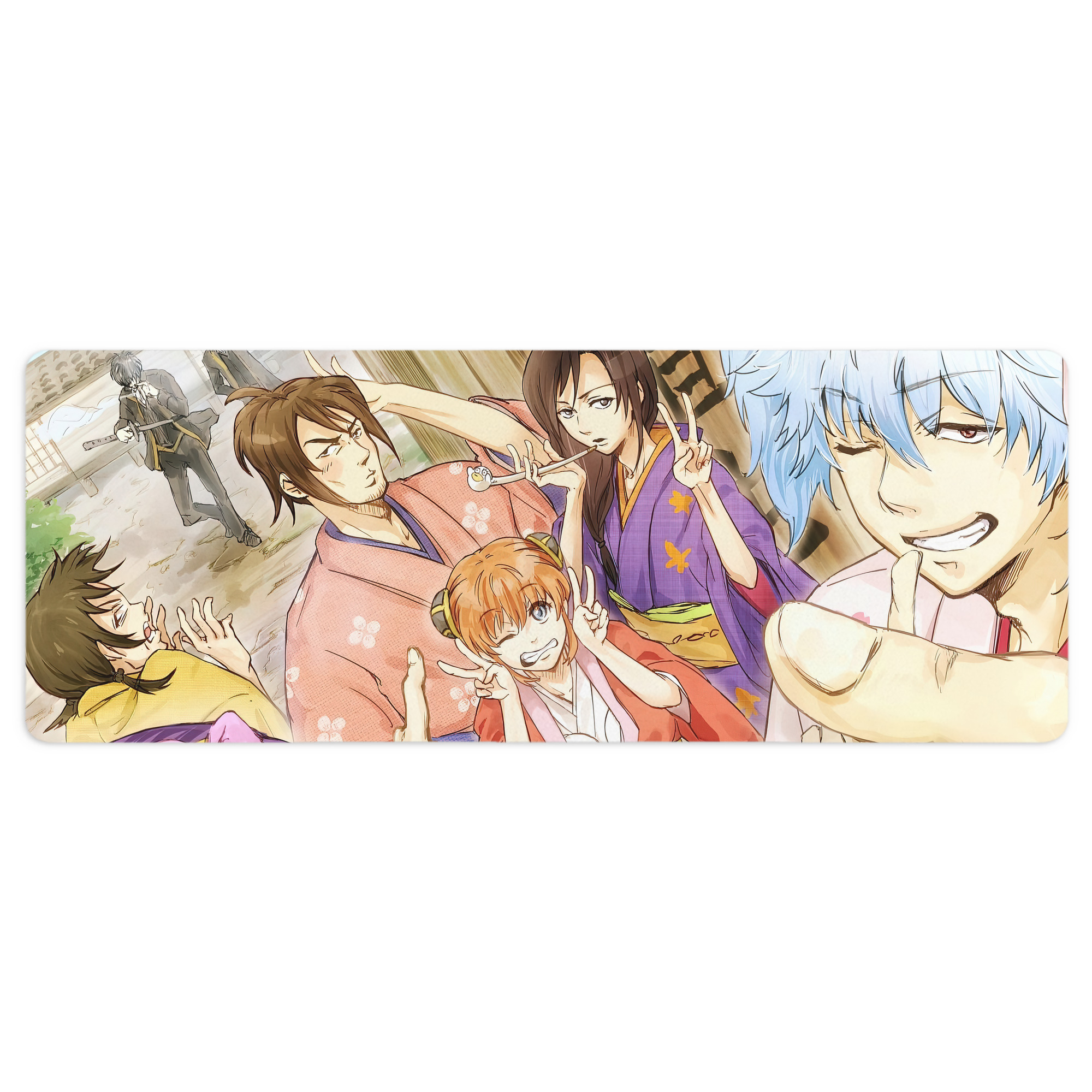 （画像用） ぎんたま 坂田銀時（さかたぎんとき） 神楽 志村新八（しむら しんぱち） GINTAMA Sakata Gintoki Kagura Shimura Shinpachi ステッチ加工 大判デスクマット／滑り止めマウスパッド