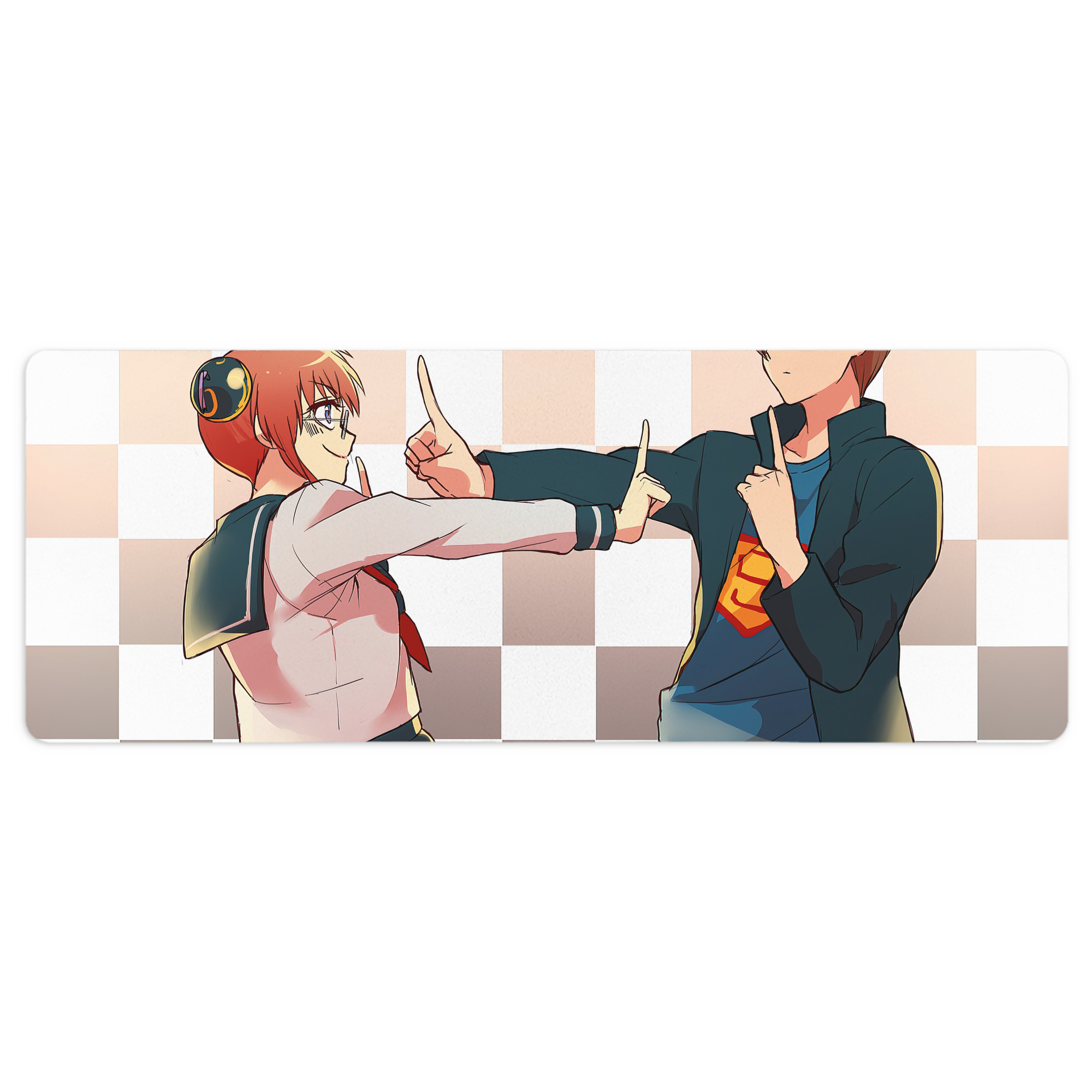 （画像用） ぎんたま 坂田銀時（さかたぎんとき） 神楽 志村新八（しむら しんぱち） GINTAMA Sakata Gintoki Kagura Shimura Shinpachi ステッチ加工 大判デスクマット／滑り止めマウスパッド