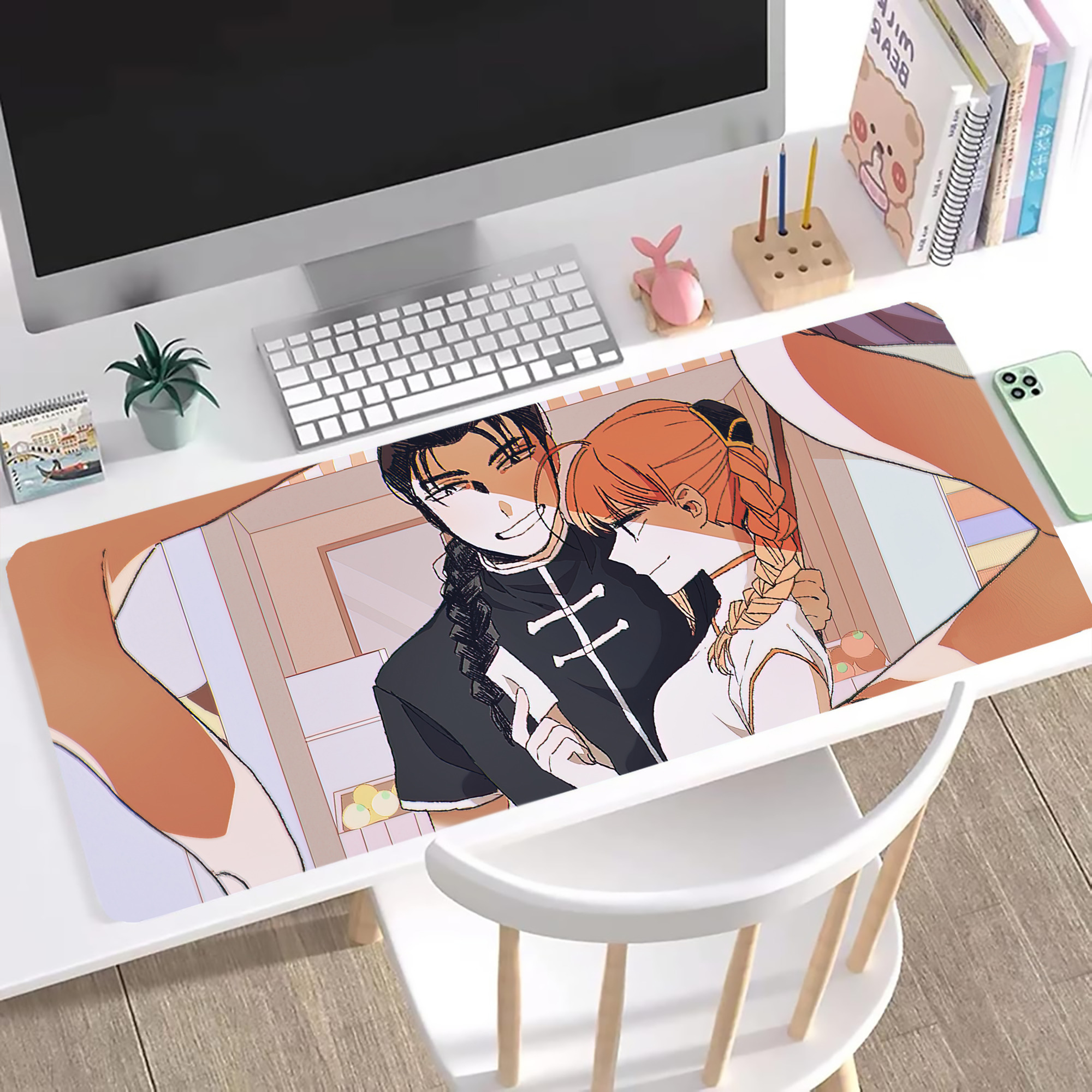 （画像用） ぎんたま 坂田銀時（さかたぎんとき） 神楽 志村新八（しむら しんぱち） GINTAMA Sakata Gintoki Kagura Shimura Shinpachi ステッチ加工 大判デスクマット／滑り止めマウスパッド