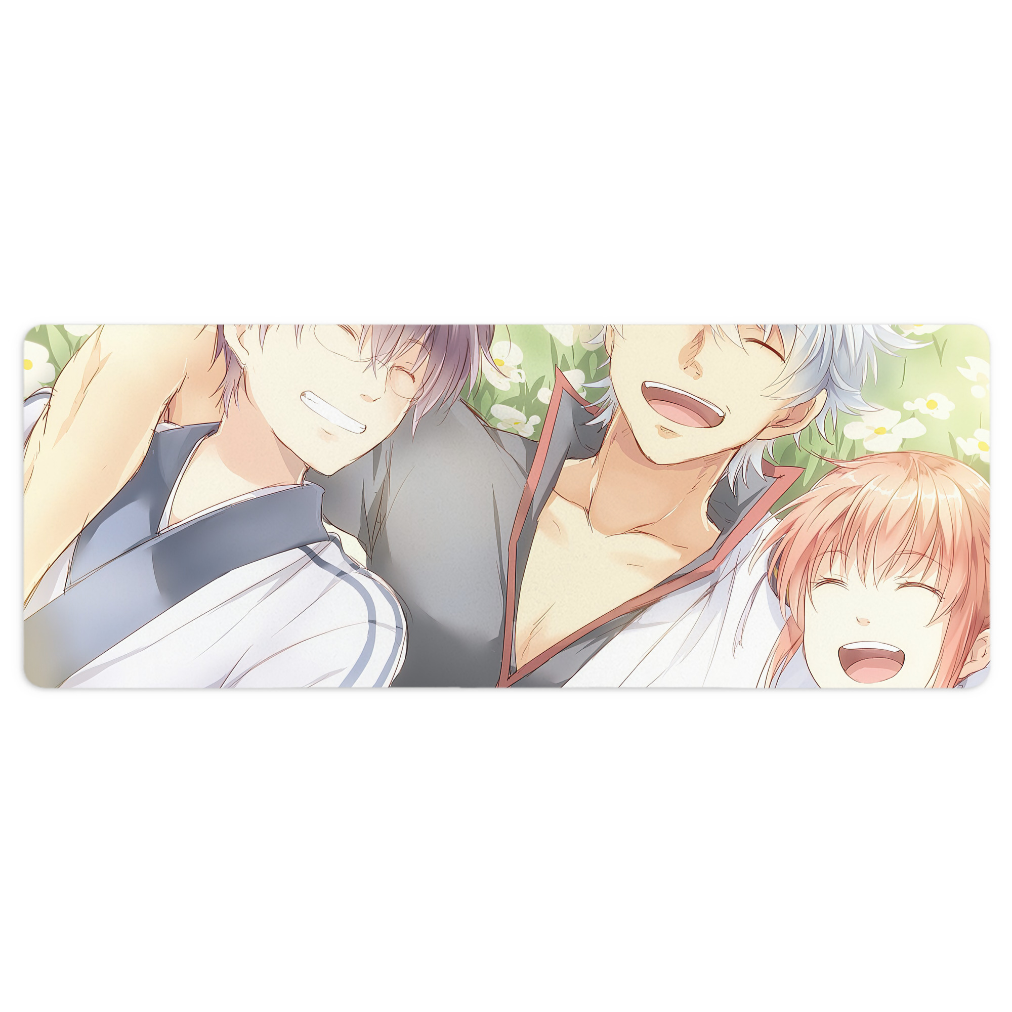 （画像用） ぎんたま 坂田銀時（さかたぎんとき） 神楽 志村新八（しむら しんぱち） GINTAMA Sakata Gintoki Kagura Shimura Shinpachi ステッチ加工 大判デスクマット／滑り止めマウスパッド