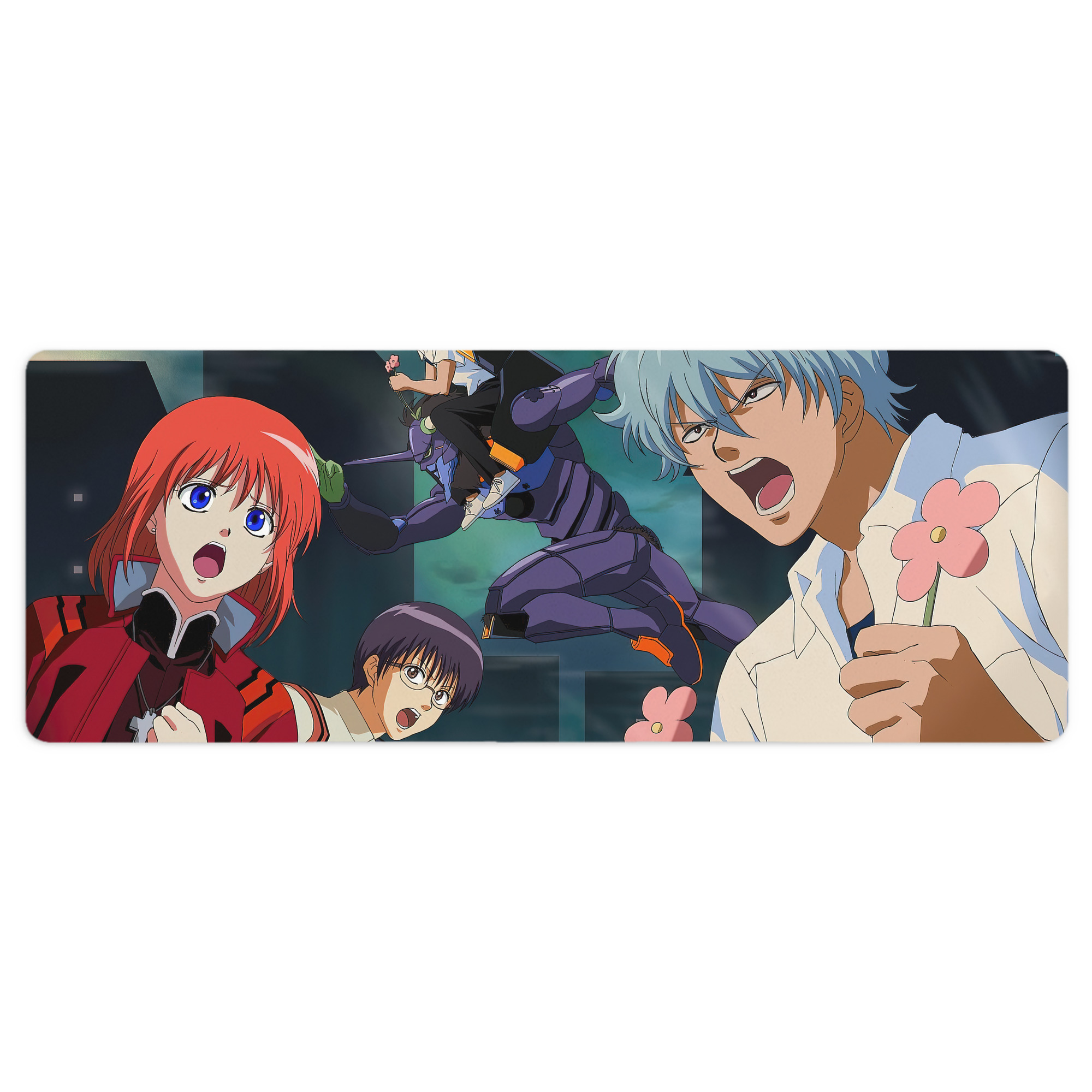 （画像用） ぎんたま 坂田銀時（さかたぎんとき） 神楽 志村新八（しむら しんぱち） GINTAMA Sakata Gintoki Kagura Shimura Shinpachi ステッチ加工 大判デスクマット／滑り止めマウスパッド