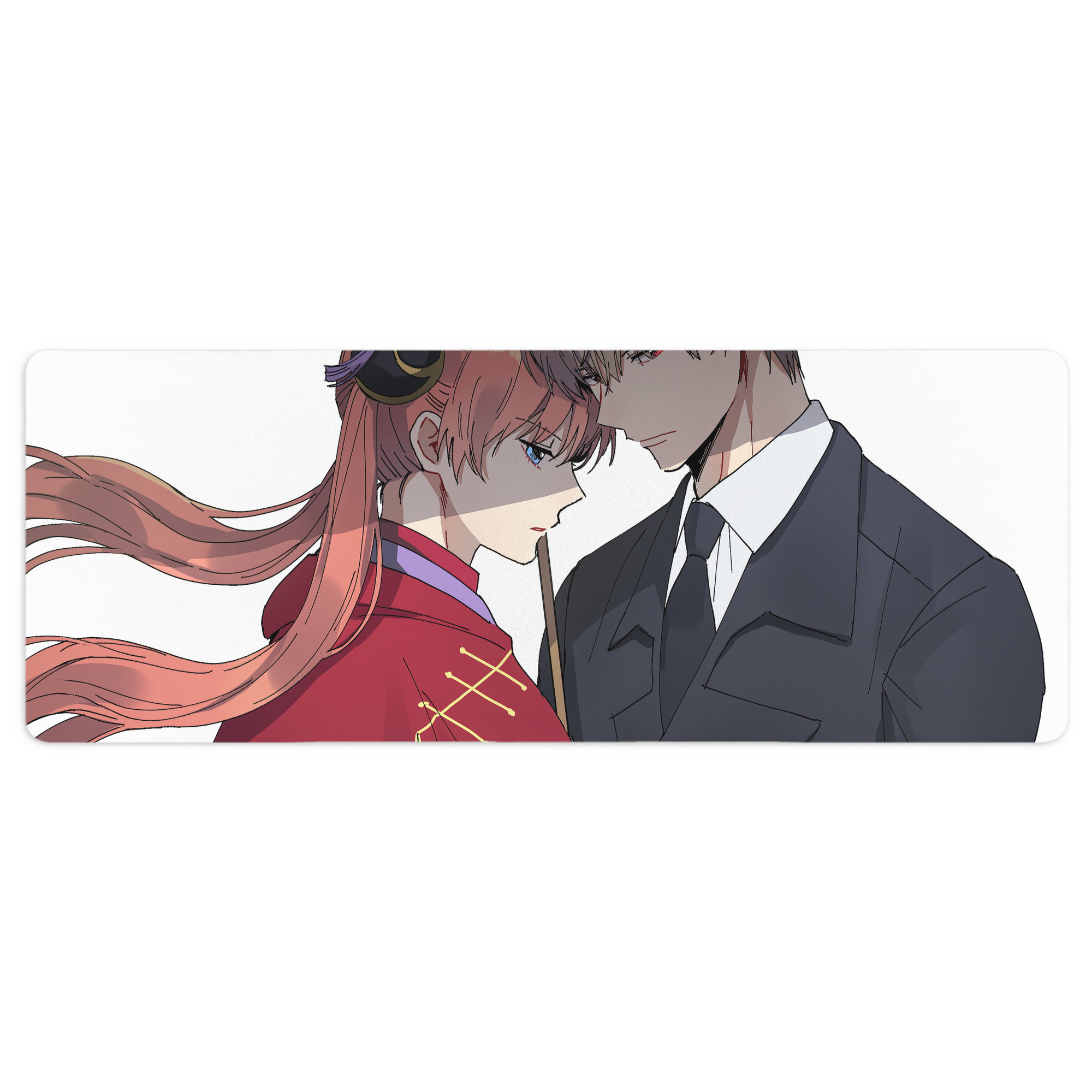 （画像用） ぎんたま 坂田銀時（さかたぎんとき） 神楽 志村新八（しむら しんぱち） GINTAMA Sakata Gintoki Kagura Shimura Shinpachi ステッチ加工 大判デスクマット／滑り止めマウスパッド