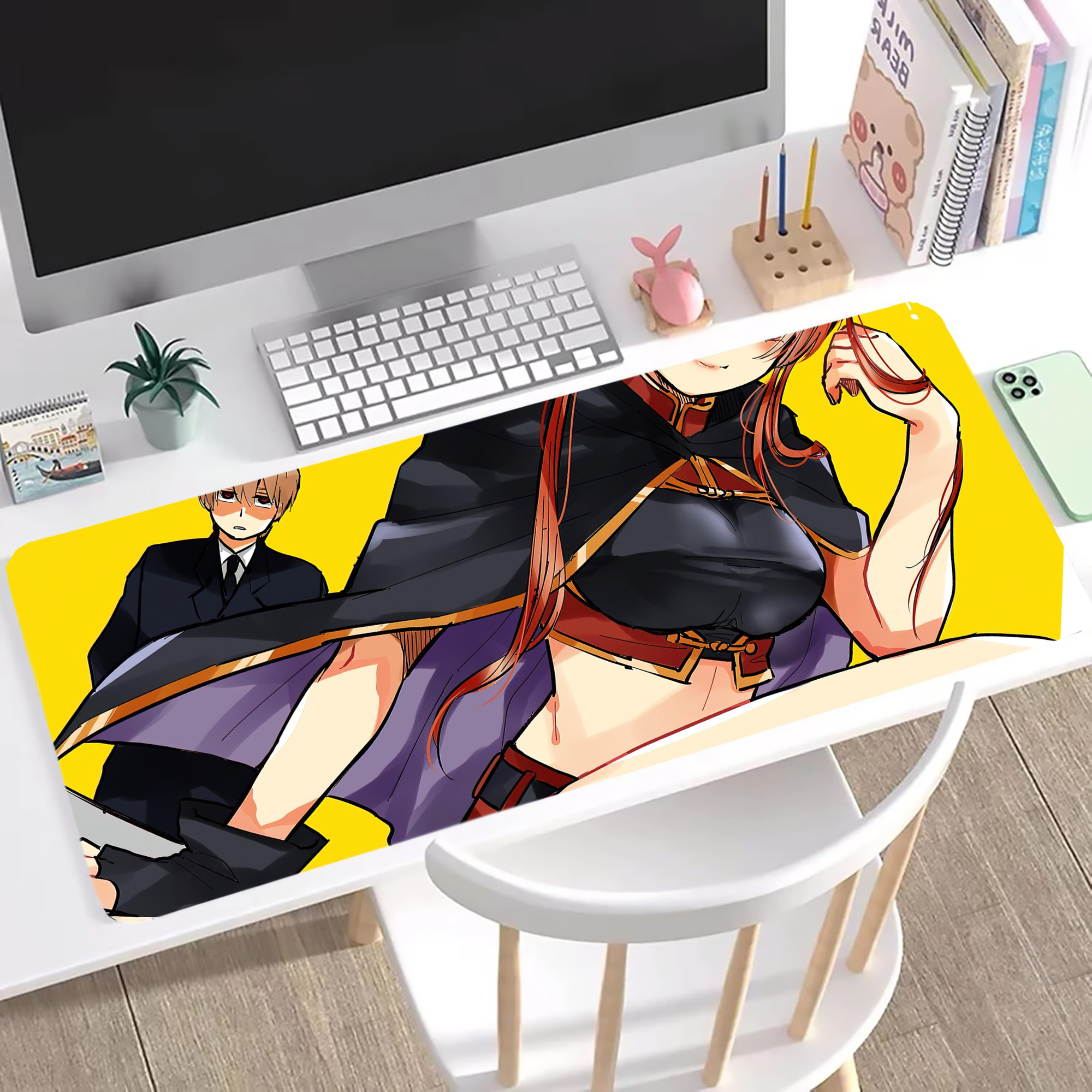 （画像用） ぎんたま 坂田銀時（さかたぎんとき） 神楽 志村新八（しむら しんぱち） GINTAMA Sakata Gintoki Kagura Shimura Shinpachi ステッチ加工 大判デスクマット／滑り止めマウスパッド