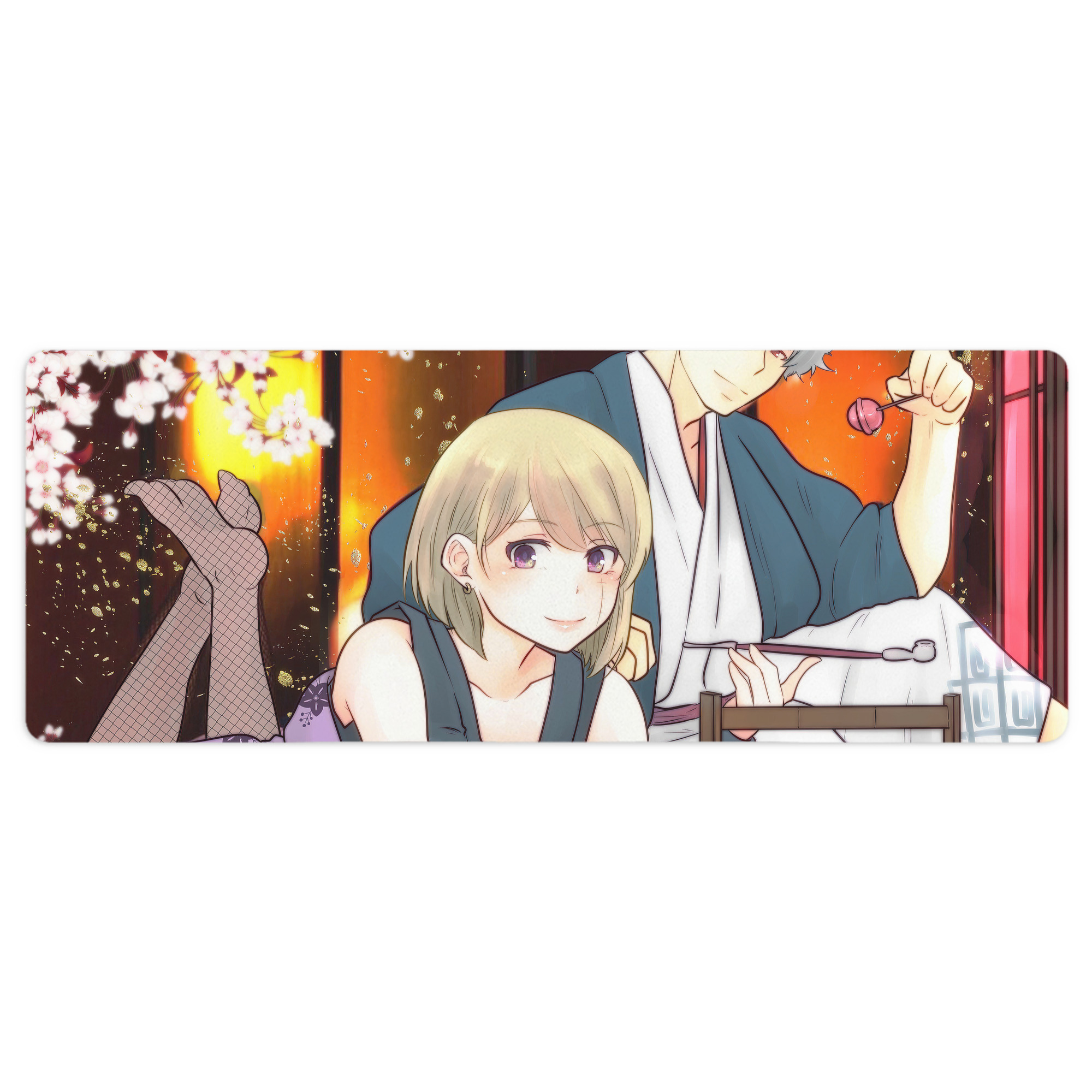 （画像用） ぎんたま 坂田銀時（さかたぎんとき） 神楽 志村新八（しむら しんぱち） GINTAMA Sakata Gintoki Kagura Shimura Shinpachi ステッチ加工 大判デスクマット／滑り止めマウスパッド