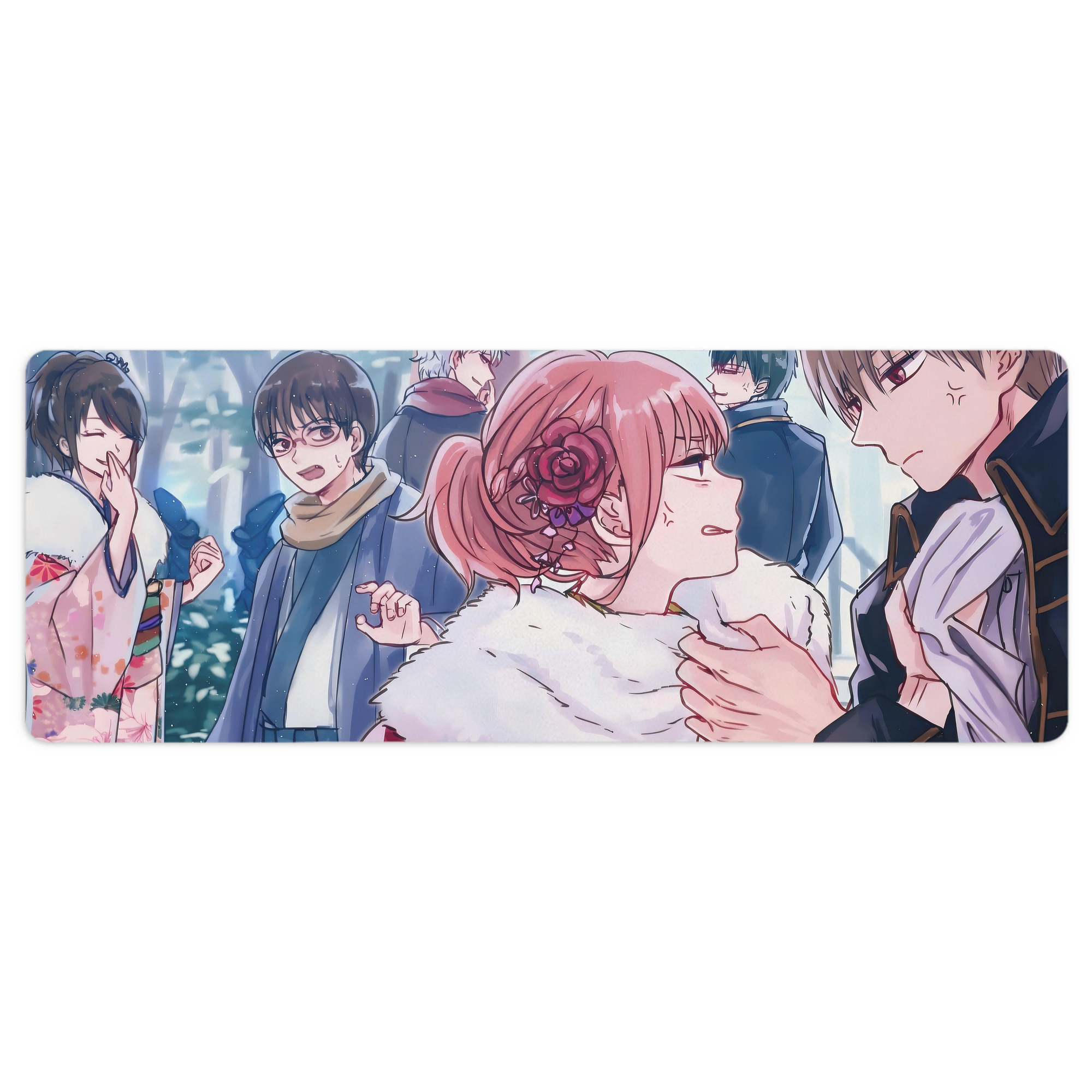 （画像用） ぎんたま 坂田銀時（さかたぎんとき） 神楽 志村新八（しむら しんぱち） GINTAMA Sakata Gintoki Kagura Shimura Shinpachi ステッチ加工 大判デスクマット／滑り止めマウスパッド