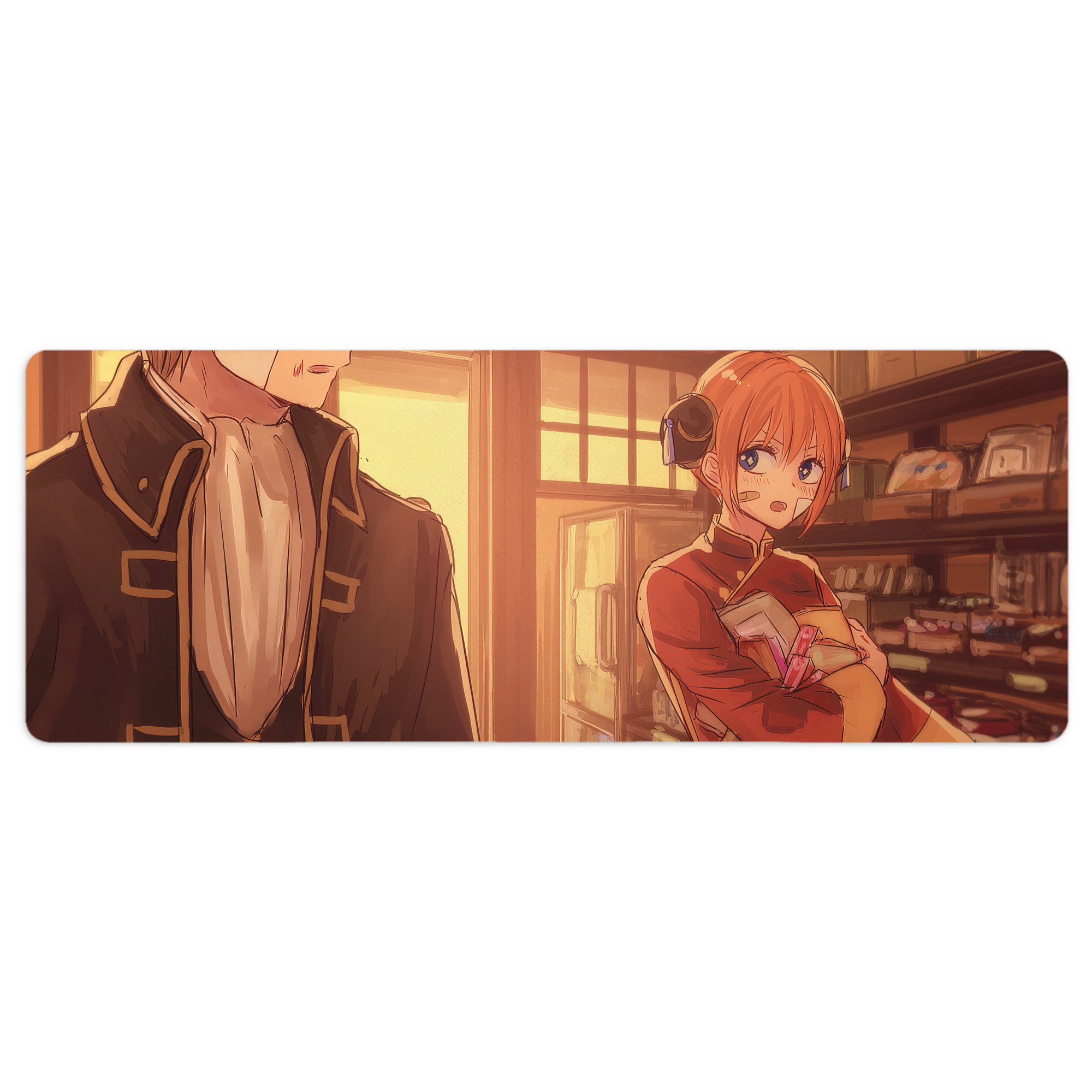 （画像用） ぎんたま 坂田銀時（さかたぎんとき） 神楽 志村新八（しむら しんぱち） GINTAMA Sakata Gintoki Kagura Shimura Shinpachi ステッチ加工 大判デスクマット／滑り止めマウスパッド