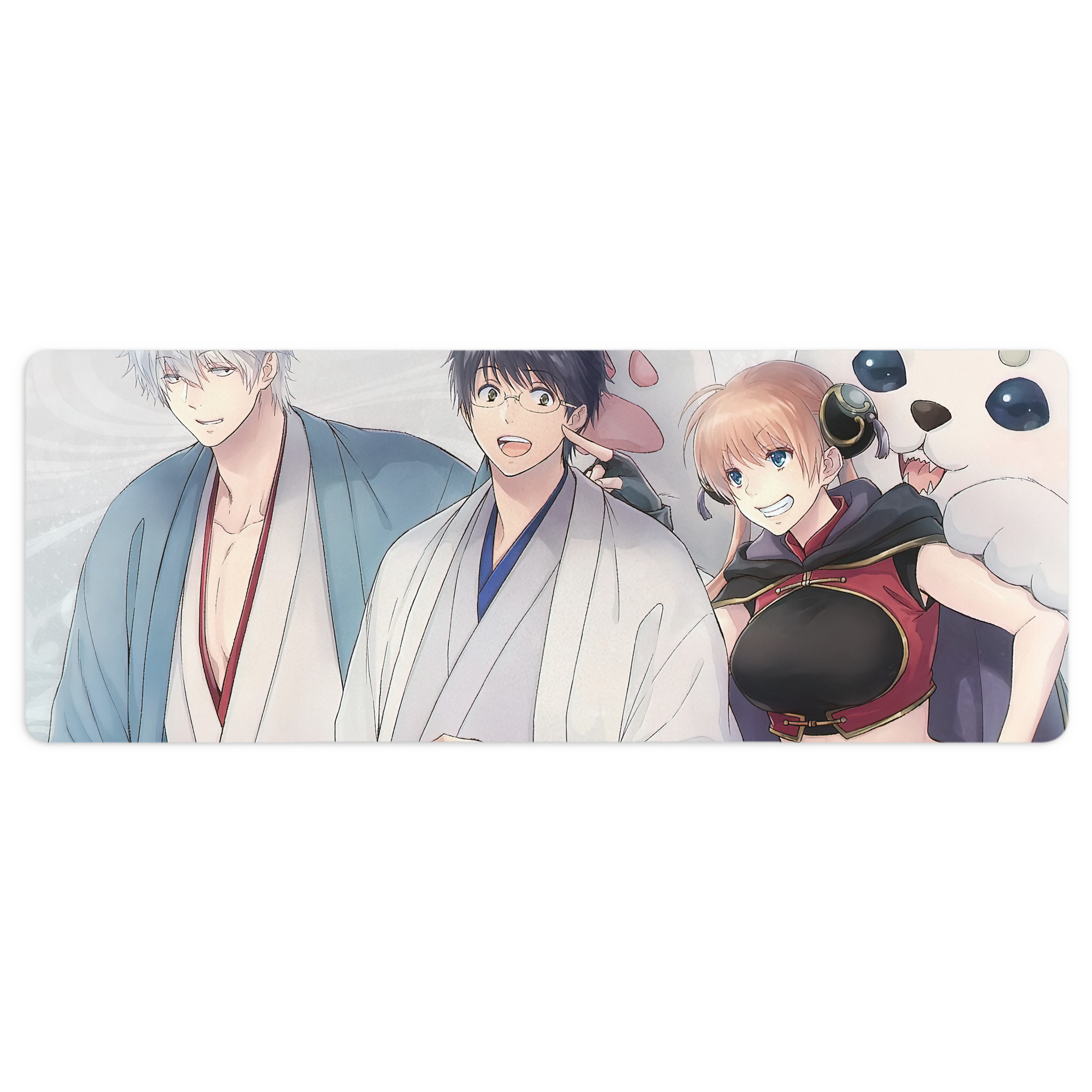 （画像用） ぎんたま 坂田銀時（さかたぎんとき） 神楽 志村新八（しむら しんぱち） GINTAMA Sakata Gintoki Kagura Shimura Shinpachi ステッチ加工 大判デスクマット／滑り止めマウスパッド