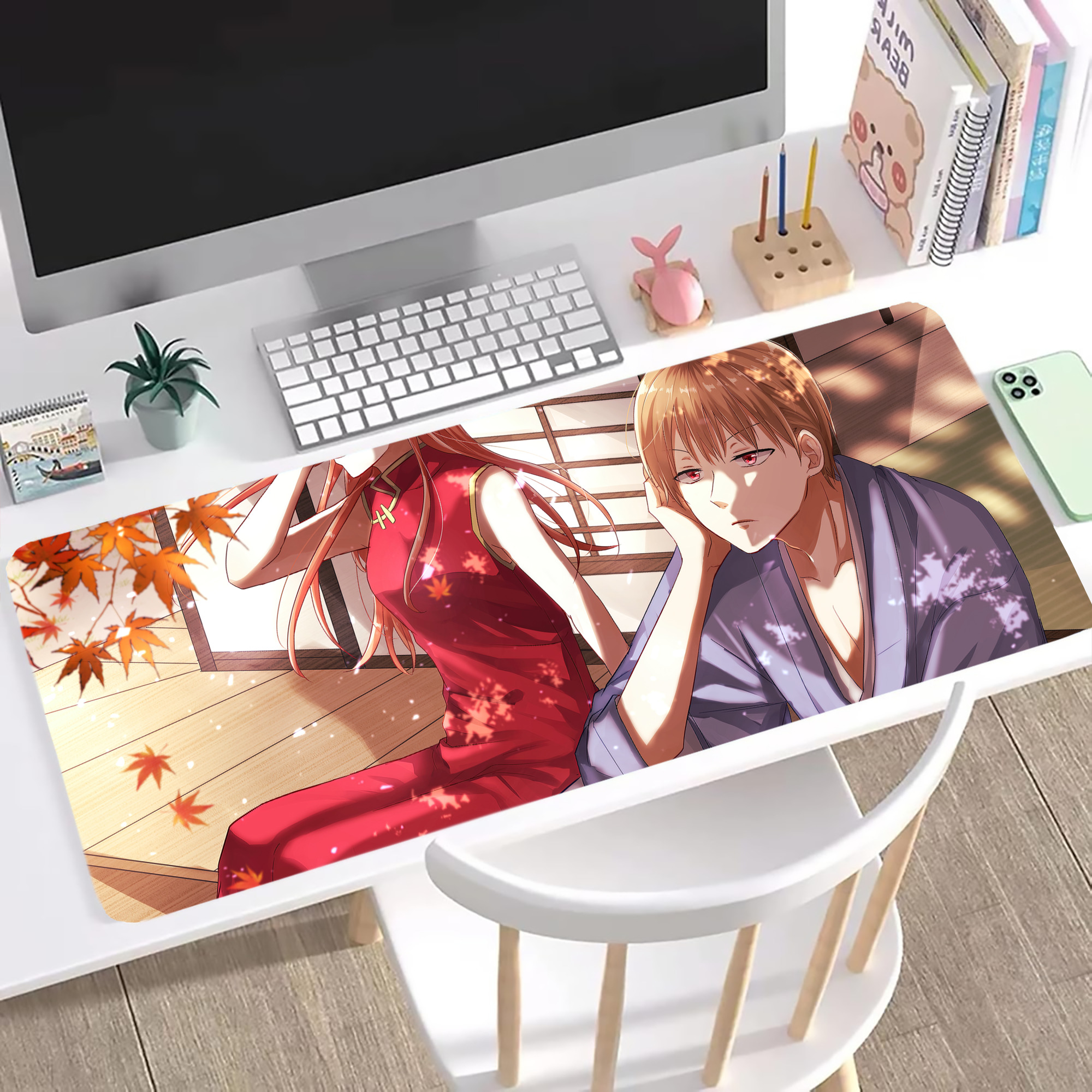 （画像用） ぎんたま 坂田銀時（さかたぎんとき） 神楽 志村新八（しむら しんぱち） GINTAMA Sakata Gintoki Kagura Shimura Shinpachi ステッチ加工 大判デスクマット／滑り止めマウスパッド