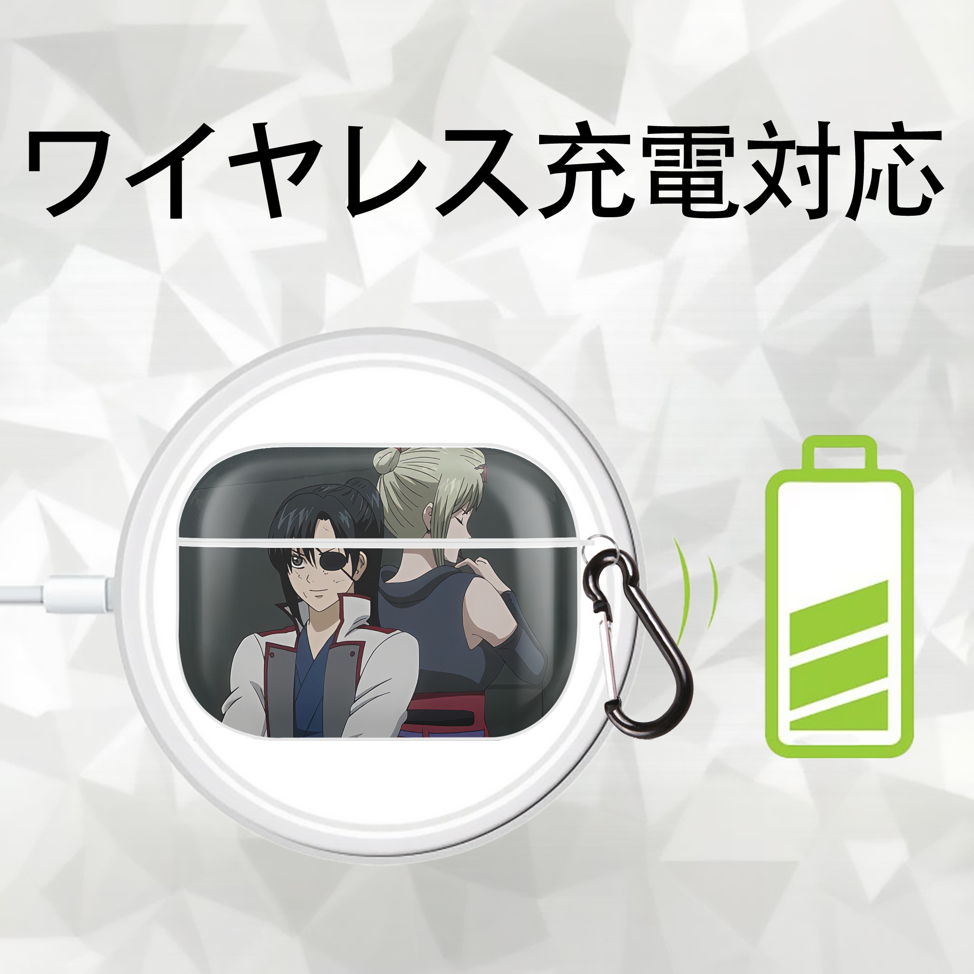 ぎんたま 坂田銀時（さかたぎんとき） 神楽 志村新八（しむら しんぱち） GINTAMA Sakata Gintoki Kagura Shimura Shinpachi 【AirPods Pro用】ハードシェル保護ケース 耐衝撃・防指紋・カラビナ付き商品仕様