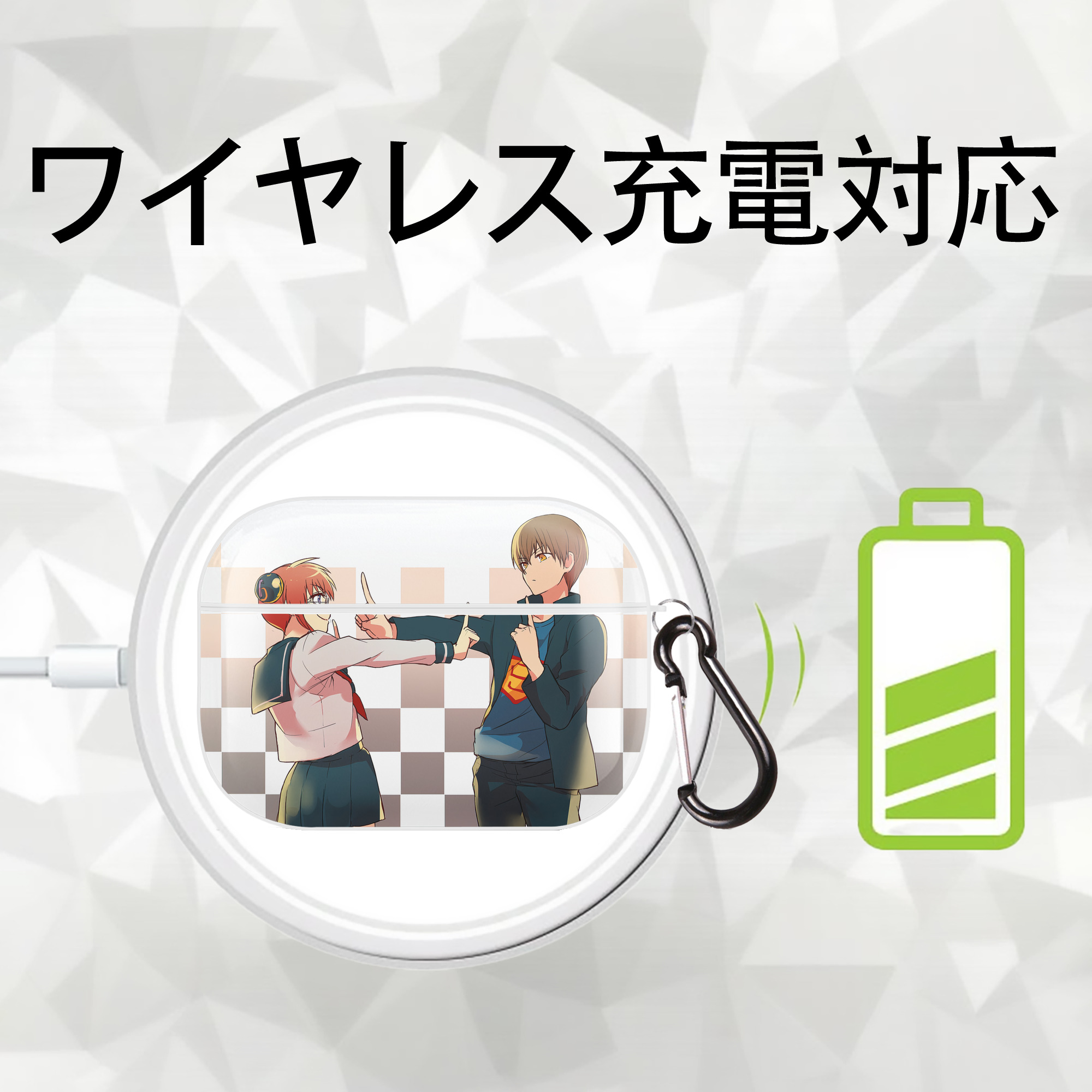 ぎんたま 坂田銀時（さかたぎんとき） 神楽 志村新八（しむら しんぱち） GINTAMA Sakata Gintoki Kagura Shimura Shinpachi 【AirPods Pro用】ハードシェル保護ケース 耐衝撃・防指紋・カラビナ付き商品仕様