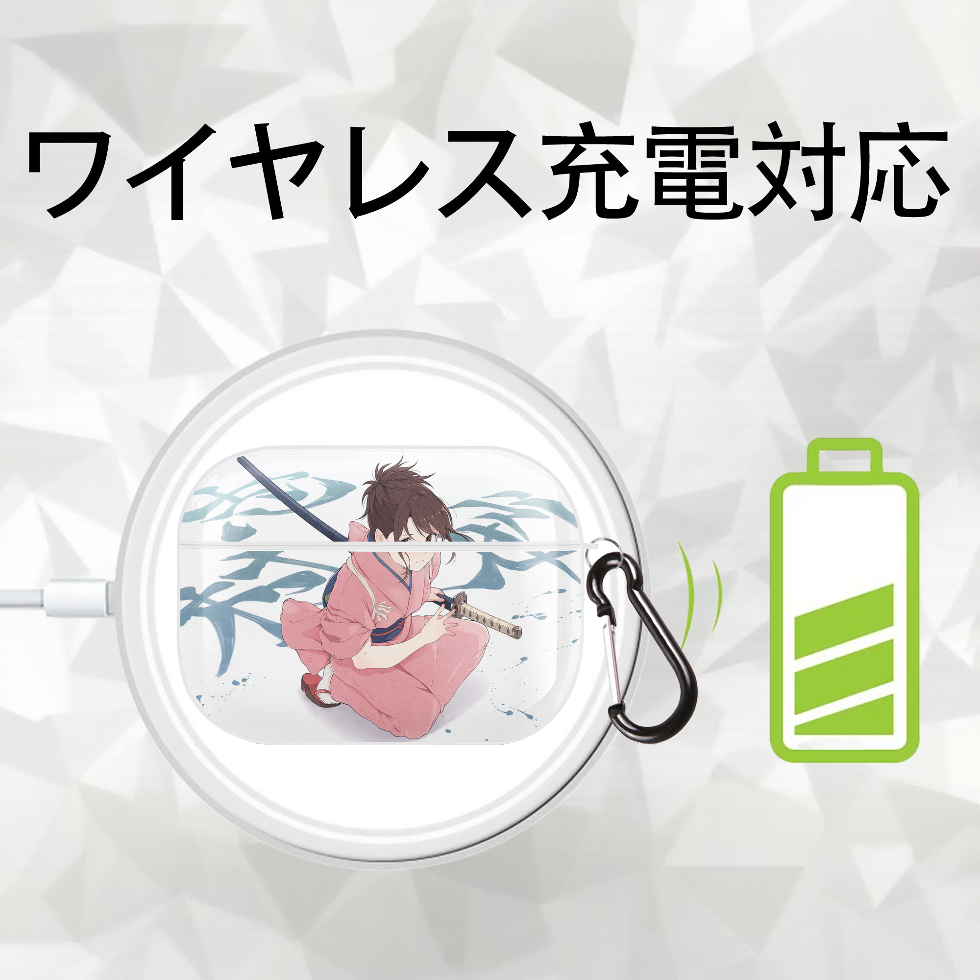 ぎんたま 坂田銀時（さかたぎんとき） 神楽 志村新八（しむら しんぱち） GINTAMA Sakata Gintoki Kagura Shimura Shinpachi 【AirPods Pro用】ハードシェル保護ケース 耐衝撃・防指紋・カラビナ付き商品仕様