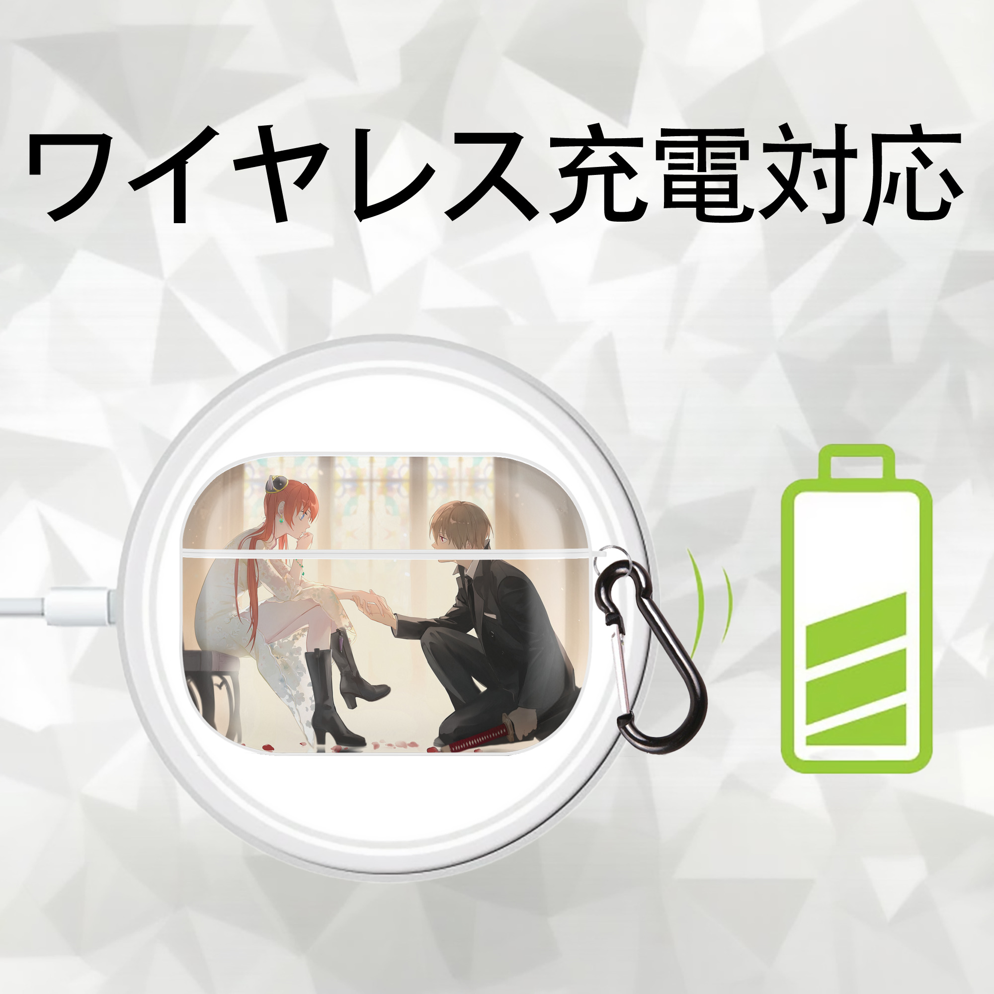 ぎんたま 坂田銀時（さかたぎんとき） 神楽 志村新八（しむら しんぱち） GINTAMA Sakata Gintoki Kagura Shimura Shinpachi 【AirPods Pro用】ハードシェル保護ケース 耐衝撃・防指紋・カラビナ付き商品仕様