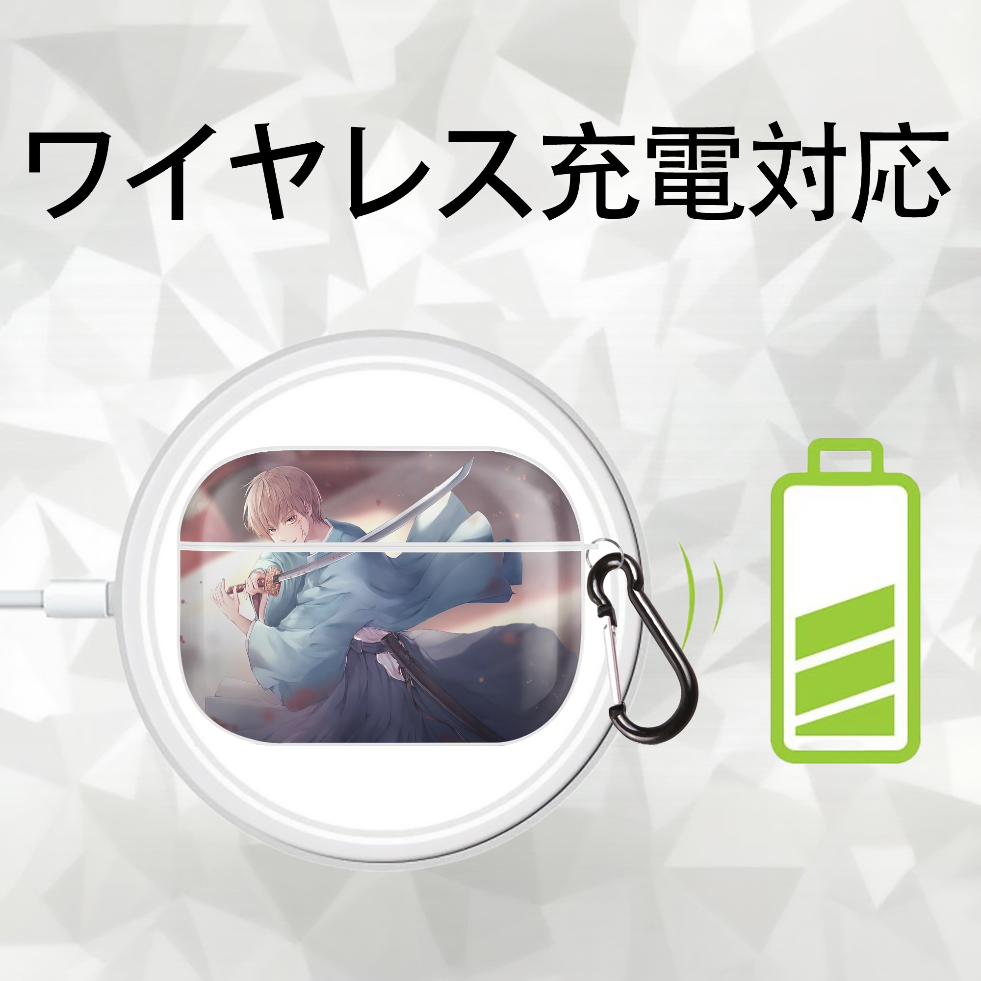 ぎんたま 坂田銀時（さかたぎんとき） 神楽 志村新八（しむら しんぱち） GINTAMA Sakata Gintoki Kagura Shimura Shinpachi 【AirPods Pro用】ハードシェル保護ケース 耐衝撃・防指紋・カラビナ付き商品仕様