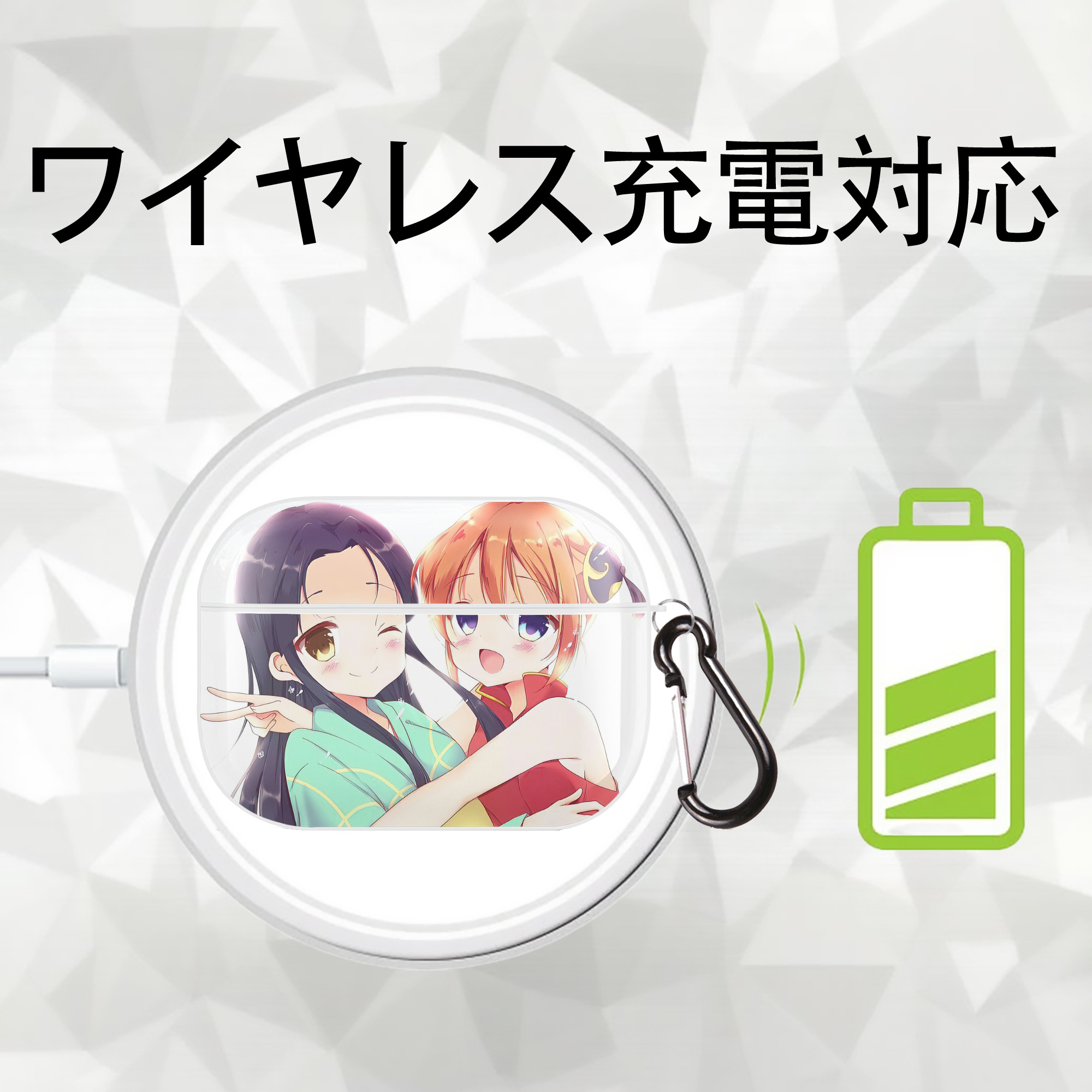 ぎんたま 坂田銀時（さかたぎんとき） 神楽 志村新八（しむら しんぱち） GINTAMA Sakata Gintoki Kagura Shimura Shinpachi 【AirPods Pro用】ハードシェル保護ケース 耐衝撃・防指紋・カラビナ付き商品仕様