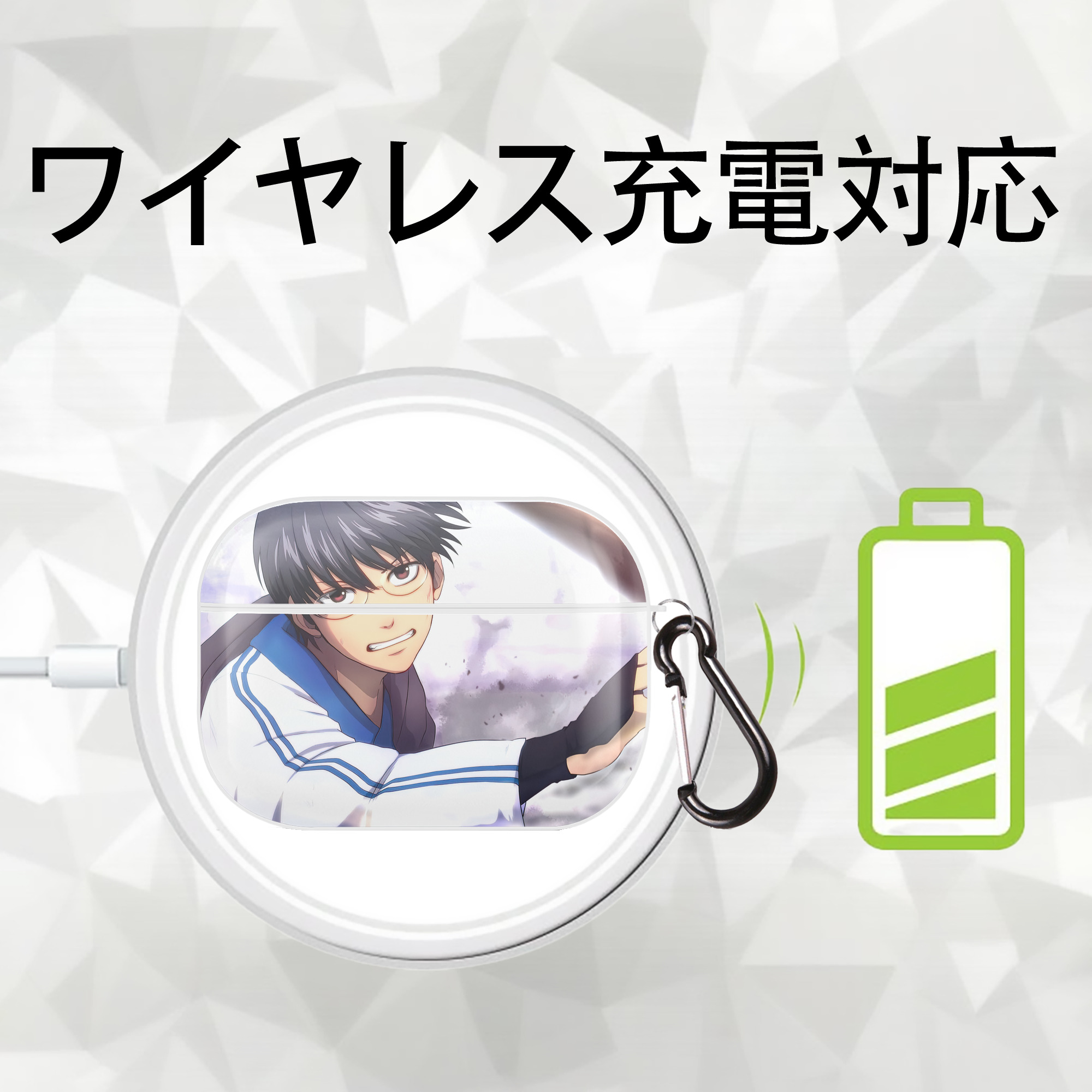 ぎんたま 坂田銀時（さかたぎんとき） 神楽 志村新八（しむら しんぱち） GINTAMA Sakata Gintoki Kagura Shimura Shinpachi 【AirPods Pro用】ハードシェル保護ケース 耐衝撃・防指紋・カラビナ付き商品仕様