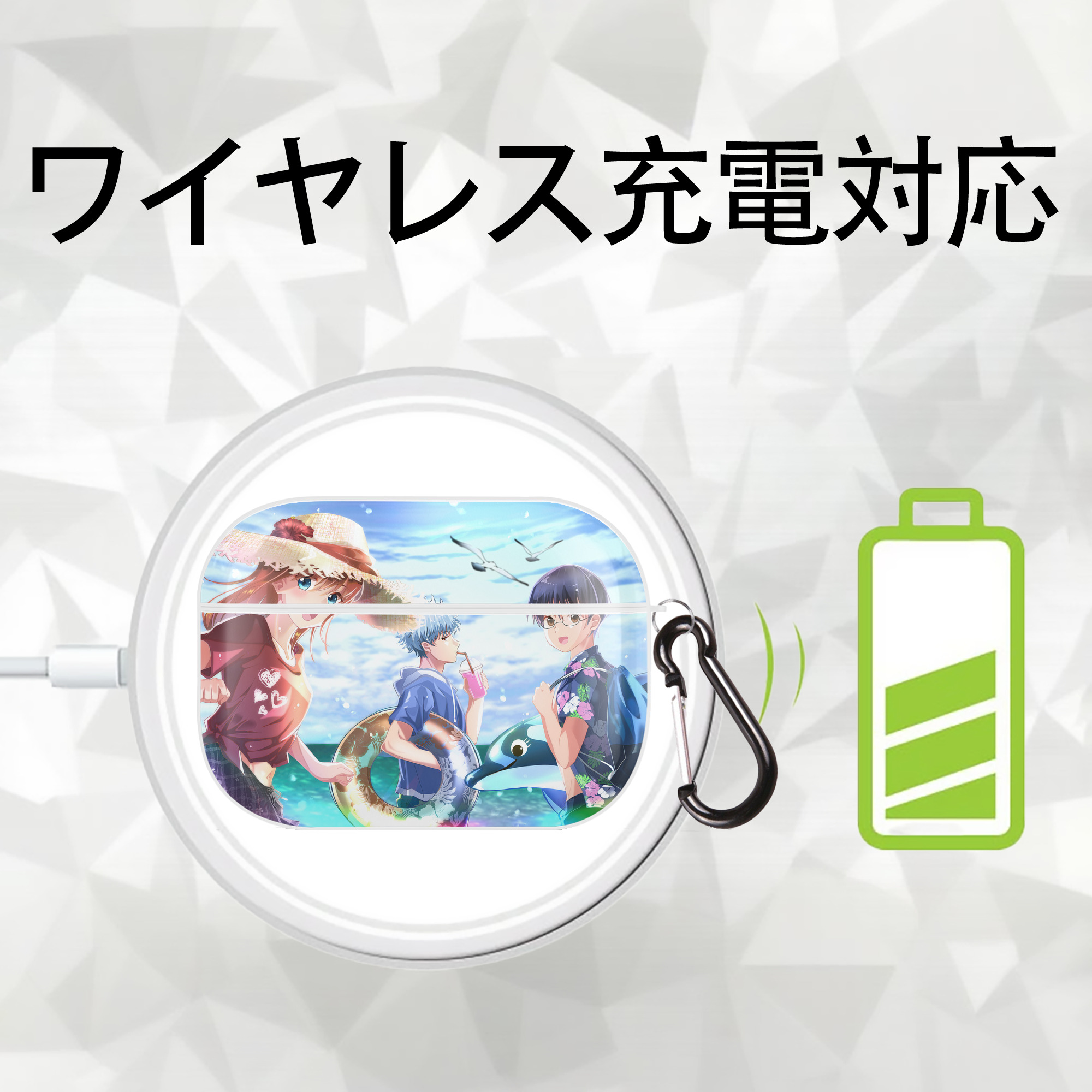 ぎんたま 坂田銀時（さかたぎんとき） 神楽 志村新八（しむら しんぱち） GINTAMA Sakata Gintoki Kagura Shimura Shinpachi 【AirPods Pro用】ハードシェル保護ケース 耐衝撃・防指紋・カラビナ付き商品仕様