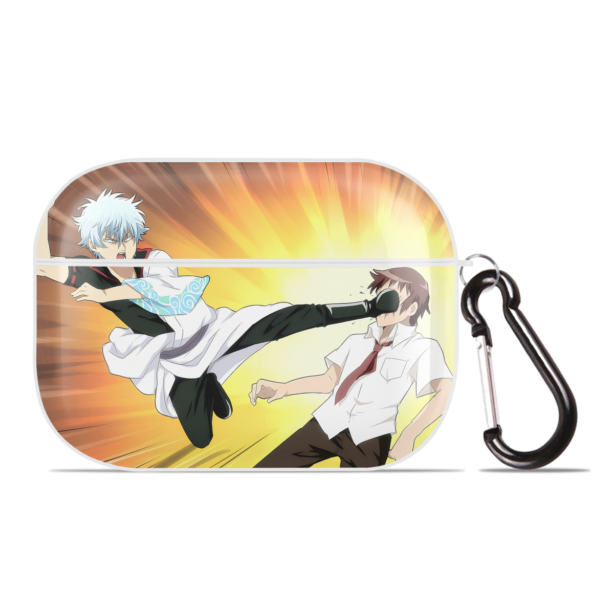 （画像用） ぎんたま 坂田銀時（さかたぎんとき） 神楽 志村新八（しむら しんぱち） GINTAMA Sakata Gintoki Kagura Shimura Shinpachi 【AirPods Pro用】ハードシェル保護ケース 耐衝撃・防指紋・カラビナ付き商品仕様