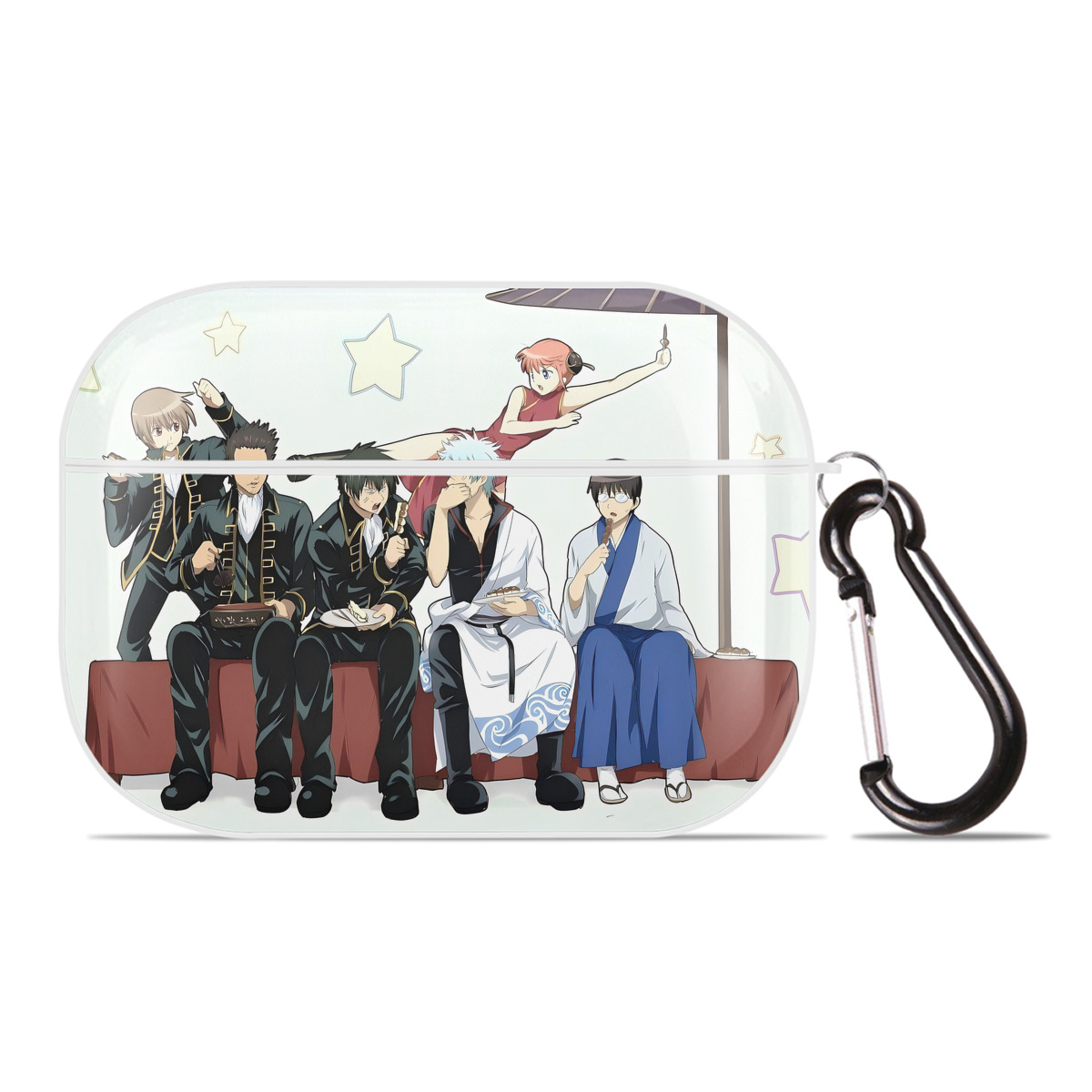 （画像用） ぎんたま 坂田銀時（さかたぎんとき） 神楽 志村新八（しむら しんぱち） GINTAMA Sakata Gintoki Kagura Shimura Shinpachi 【AirPods Pro用】ハードシェル保護ケース 耐衝撃・防指紋・カラビナ付き商品仕様