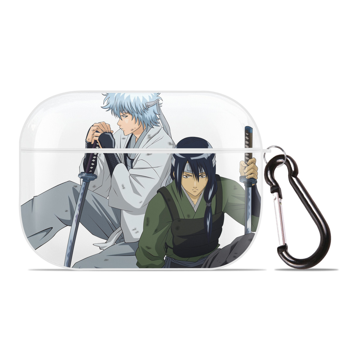 （画像用） ぎんたま 坂田銀時（さかたぎんとき） 神楽 志村新八（しむら しんぱち） GINTAMA Sakata Gintoki Kagura Shimura Shinpachi 【AirPods Pro用】ハードシェル保護ケース 耐衝撃・防指紋・カラビナ付き商品仕様
