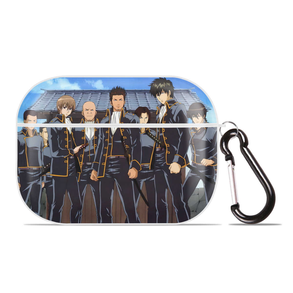 （画像用） ぎんたま 坂田銀時（さかたぎんとき） 神楽 志村新八（しむら しんぱち） GINTAMA Sakata Gintoki Kagura Shimura Shinpachi 【AirPods Pro用】ハードシェル保護ケース 耐衝撃・防指紋・カラビナ付き商品仕様