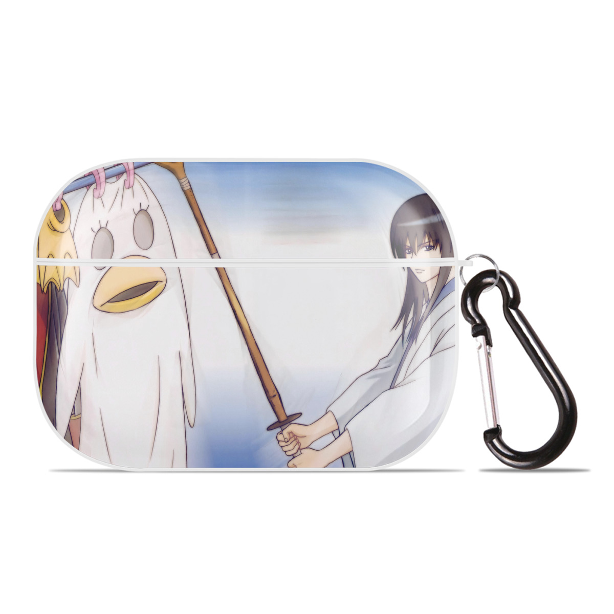 （画像用） ぎんたま 坂田銀時（さかたぎんとき） 神楽 志村新八（しむら しんぱち） GINTAMA Sakata Gintoki Kagura Shimura Shinpachi 【AirPods Pro用】ハードシェル保護ケース 耐衝撃・防指紋・カラビナ付き商品仕様