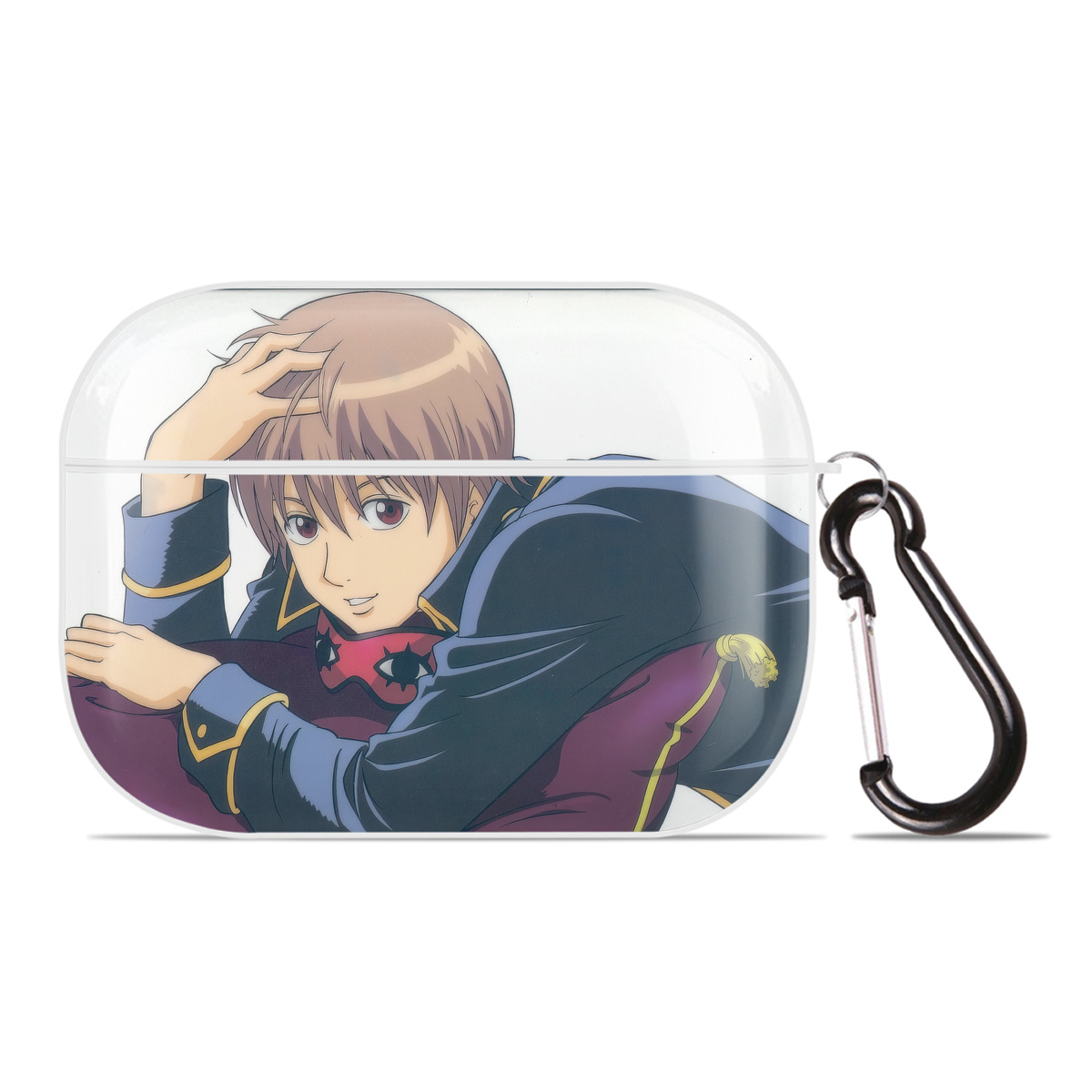 （画像用） ぎんたま 坂田銀時（さかたぎんとき） 神楽 志村新八（しむら しんぱち） GINTAMA Sakata Gintoki Kagura Shimura Shinpachi 【AirPods Pro用】ハードシェル保護ケース 耐衝撃・防指紋・カラビナ付き商品仕様