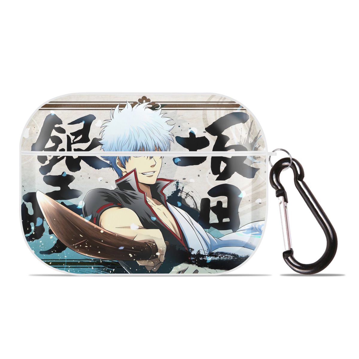 （画像用） ぎんたま 坂田銀時（さかたぎんとき） 神楽 志村新八（しむら しんぱち） GINTAMA Sakata Gintoki Kagura Shimura Shinpachi 【AirPods Pro用】ハードシェル保護ケース 耐衝撃・防指紋・カラビナ付き商品仕様