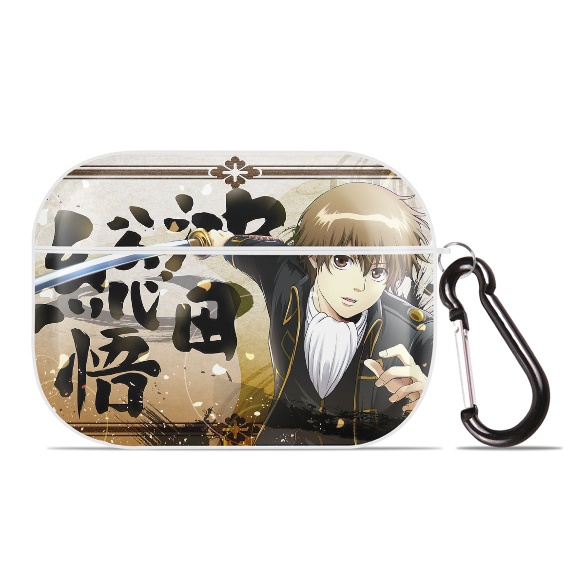 （画像用） ぎんたま 坂田銀時（さかたぎんとき） 神楽 志村新八（しむら しんぱち） GINTAMA Sakata Gintoki Kagura Shimura Shinpachi 【AirPods Pro用】ハードシェル保護ケース 耐衝撃・防指紋・カラビナ付き商品仕様
