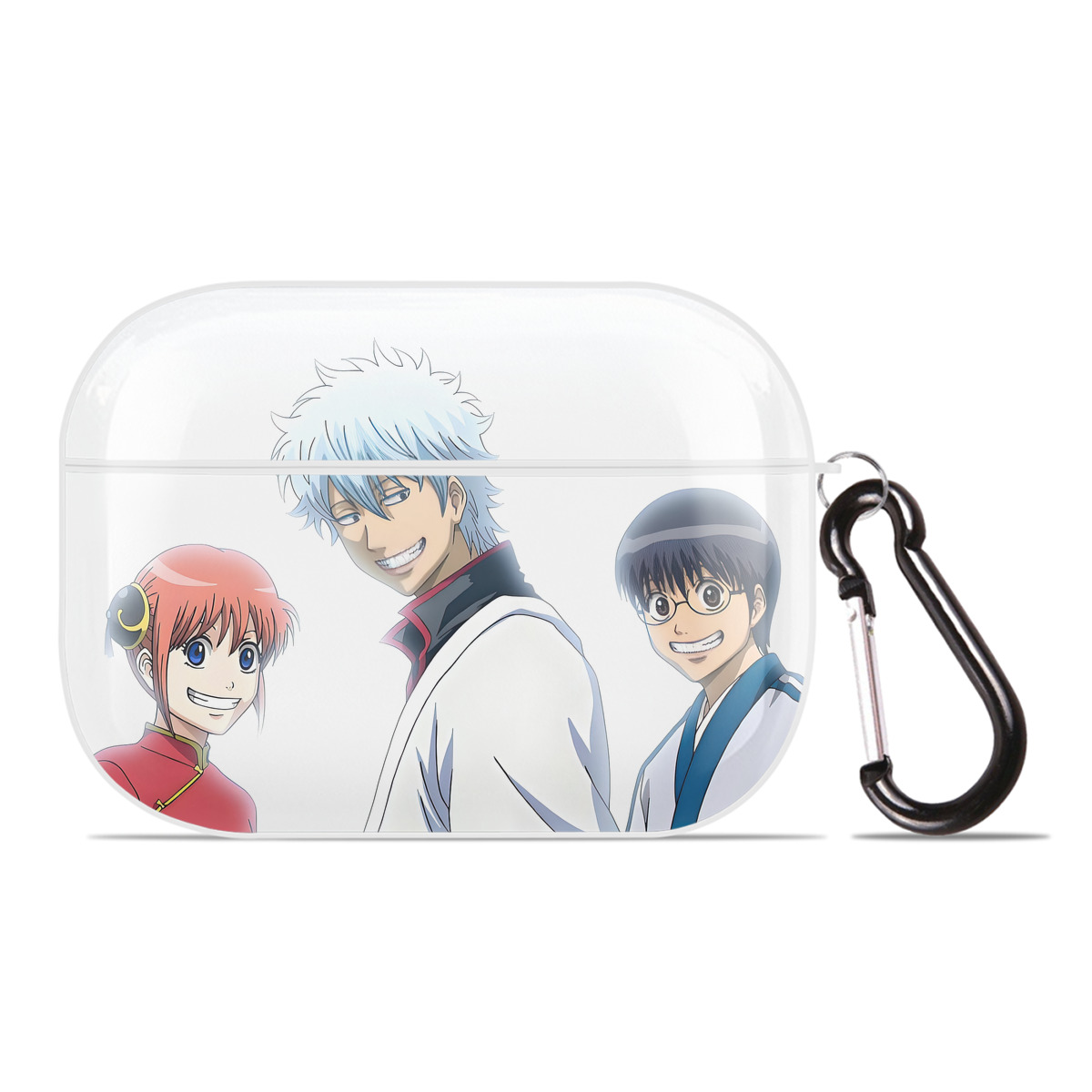（画像用） ぎんたま 坂田銀時（さかたぎんとき） 神楽 志村新八（しむら しんぱち） GINTAMA Sakata Gintoki Kagura Shimura Shinpachi 【AirPods Pro用】ハードシェル保護ケース 耐衝撃・防指紋・カラビナ付き商品仕様