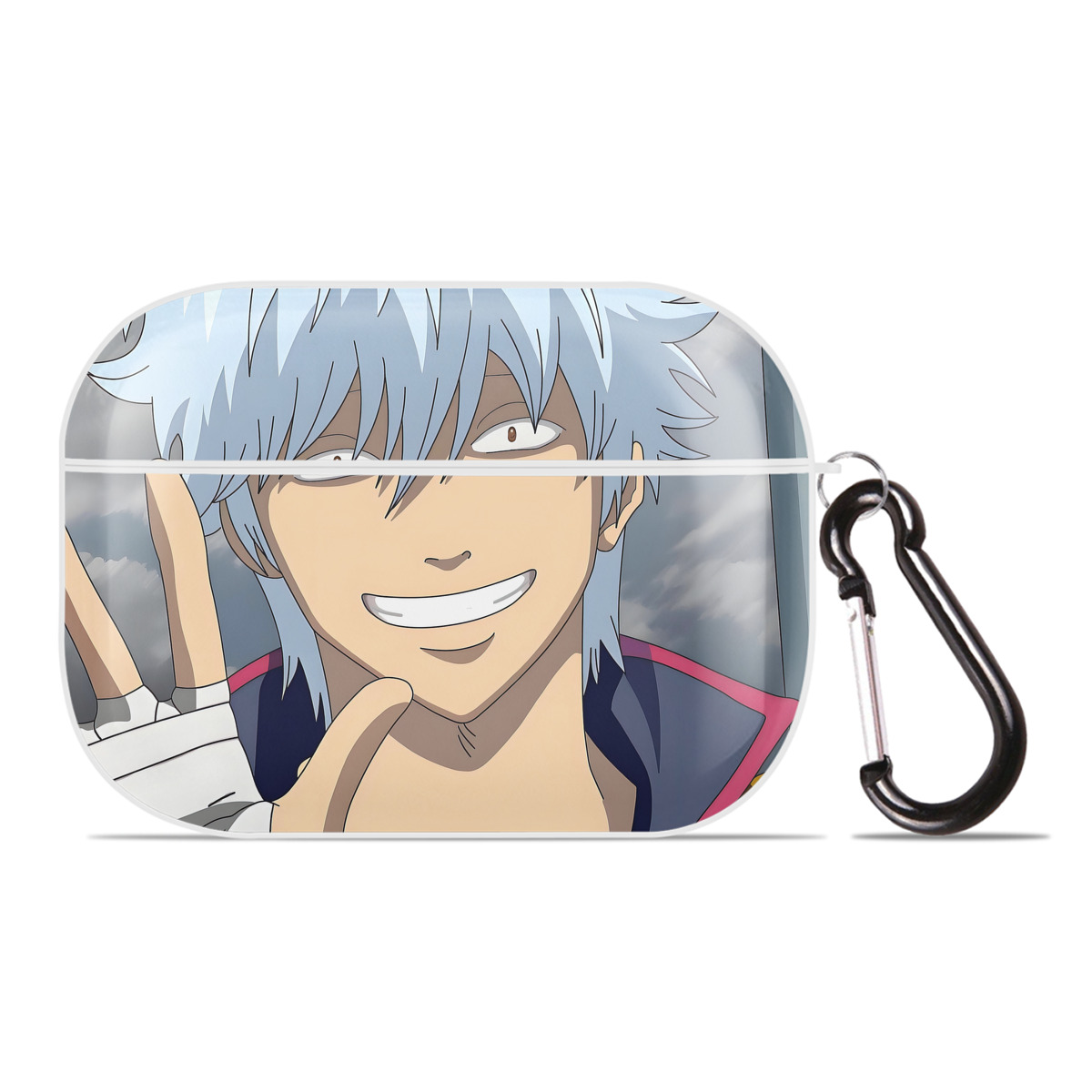 （画像用） ぎんたま 坂田銀時（さかたぎんとき） 神楽 志村新八（しむら しんぱち） GINTAMA Sakata Gintoki Kagura Shimura Shinpachi 【AirPods Pro用】ハードシェル保護ケース 耐衝撃・防指紋・カラビナ付き商品仕様